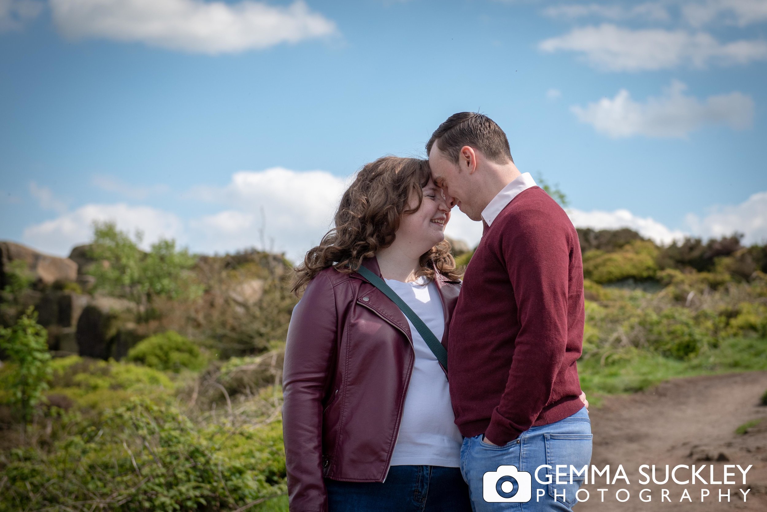 natural photo of engaged couple at otley chevin