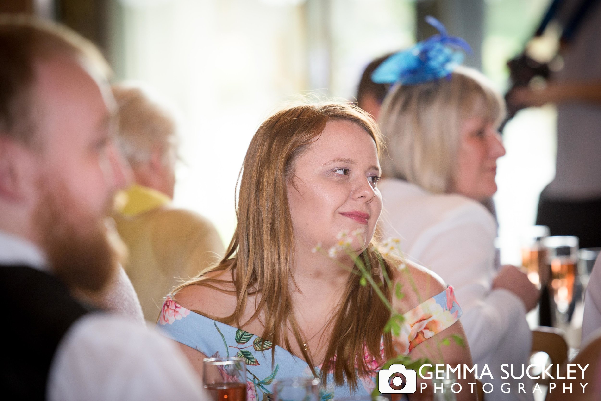 guest during wedding speech at east riddlesden hall