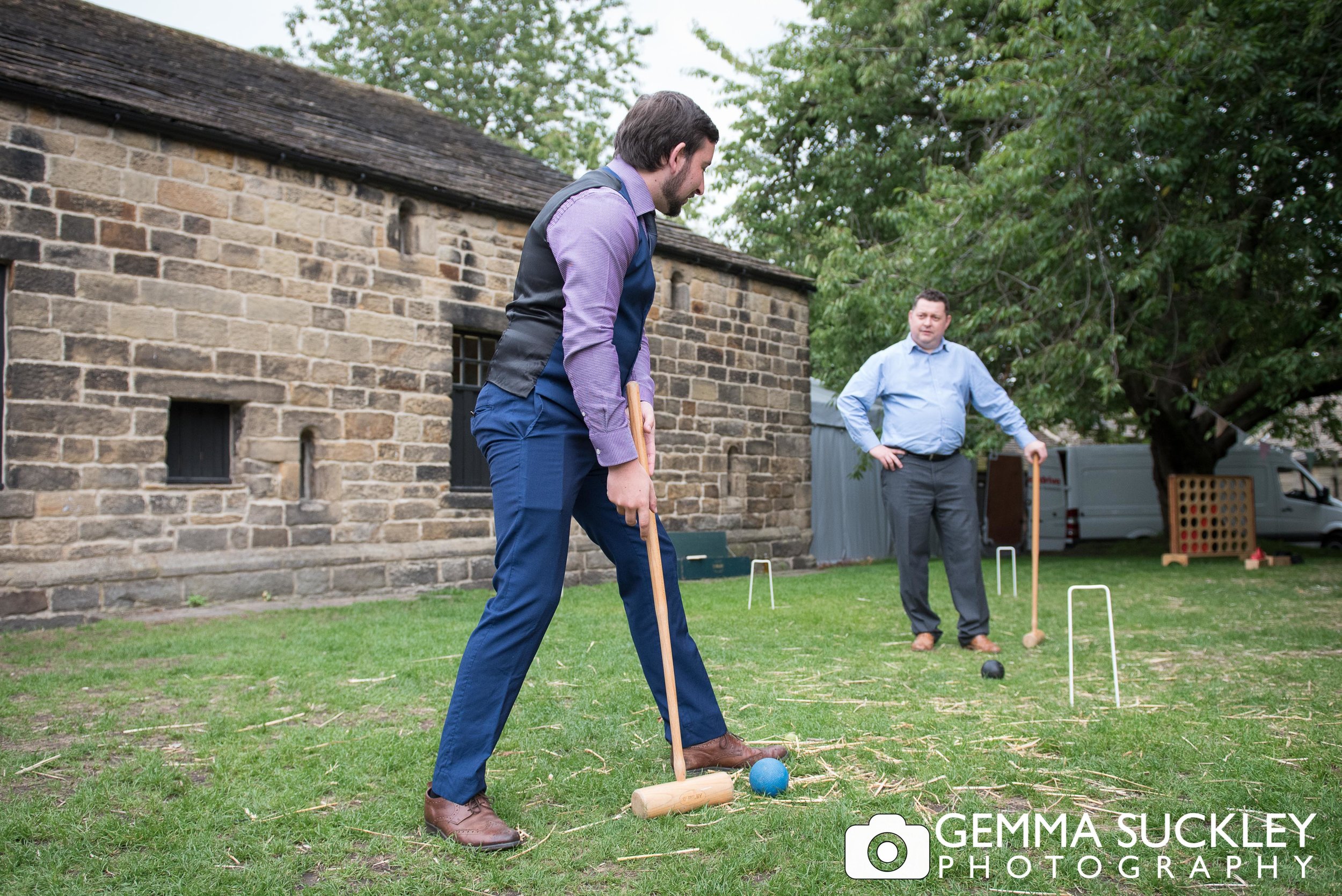 lawn games at east riddlesden hall wedding