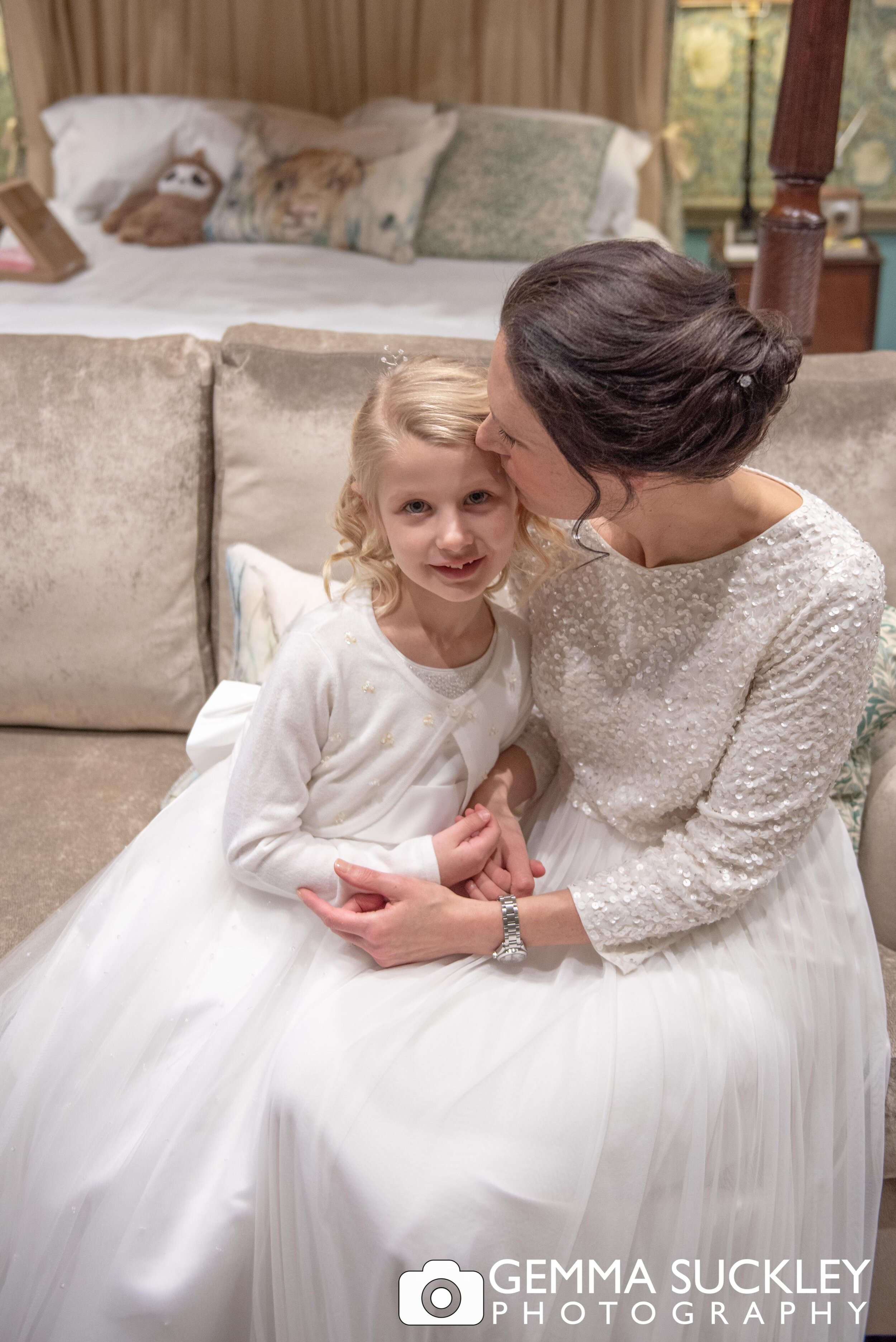 bride with her daughter in the devonshire suite bolton abbey