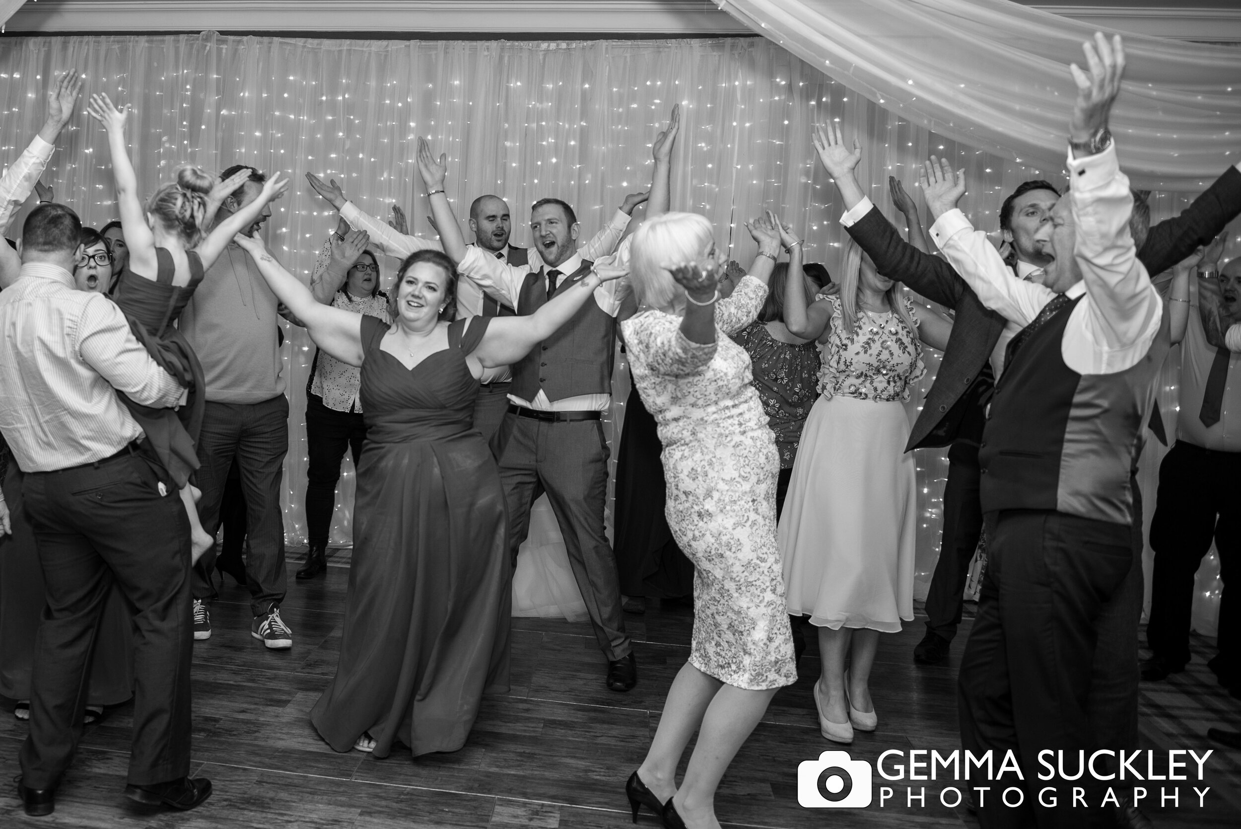 wedding guests dancing to YMCA at coniston hotel 