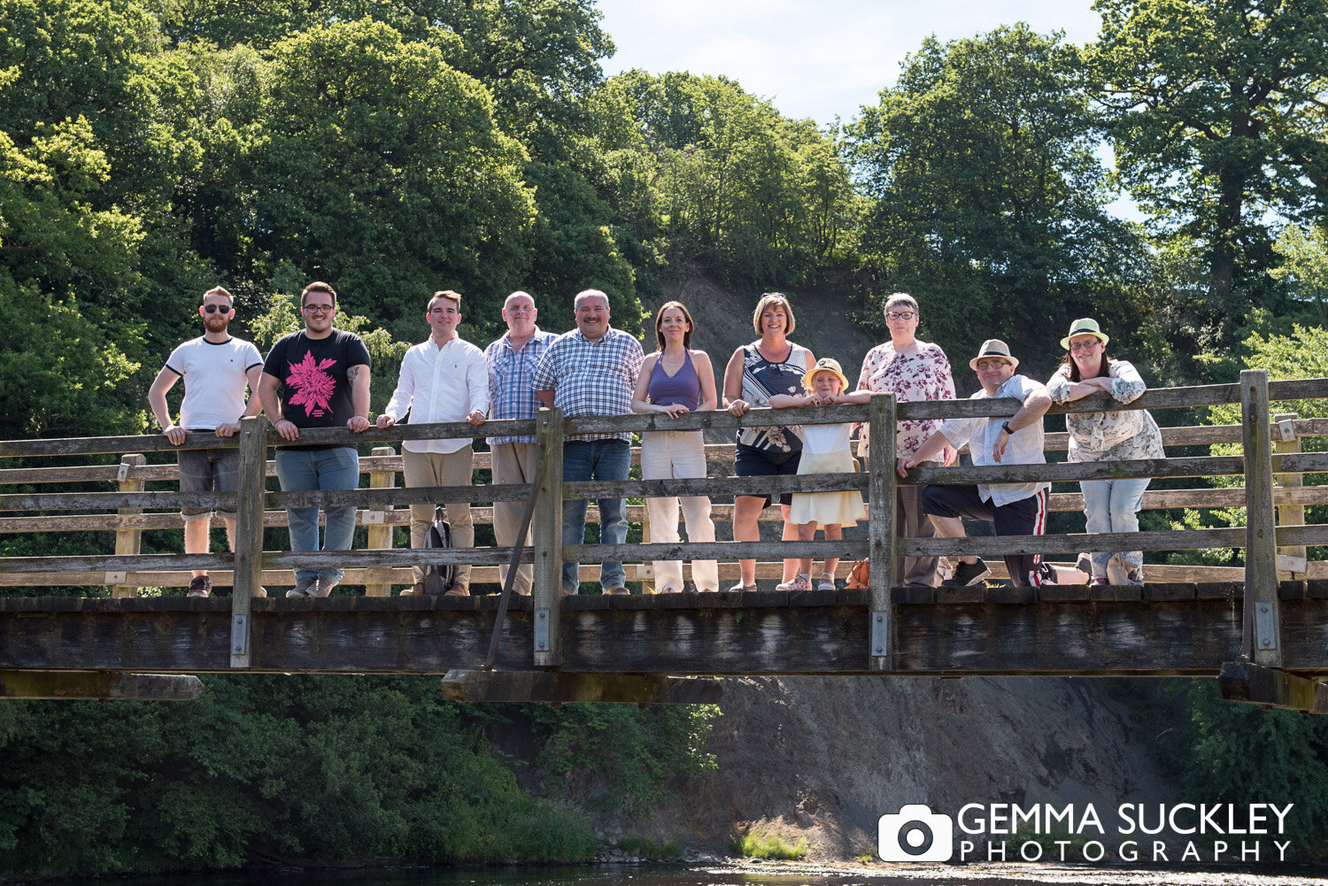 family photo on the bridge at bolton abbey