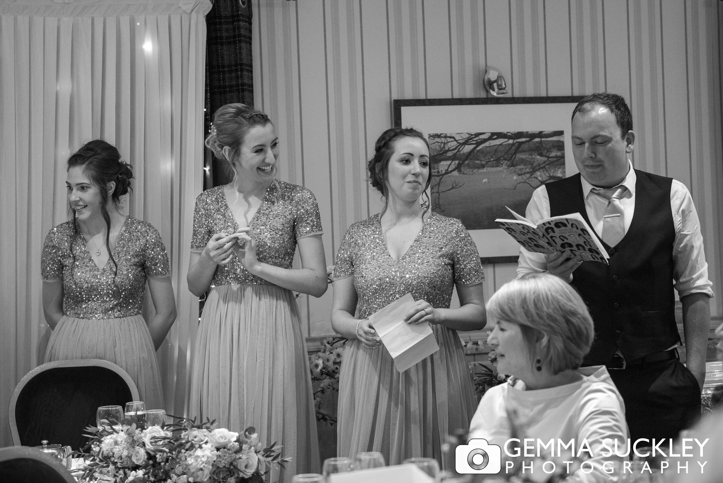 the bridesmaids making a speech at otley chevin hotel