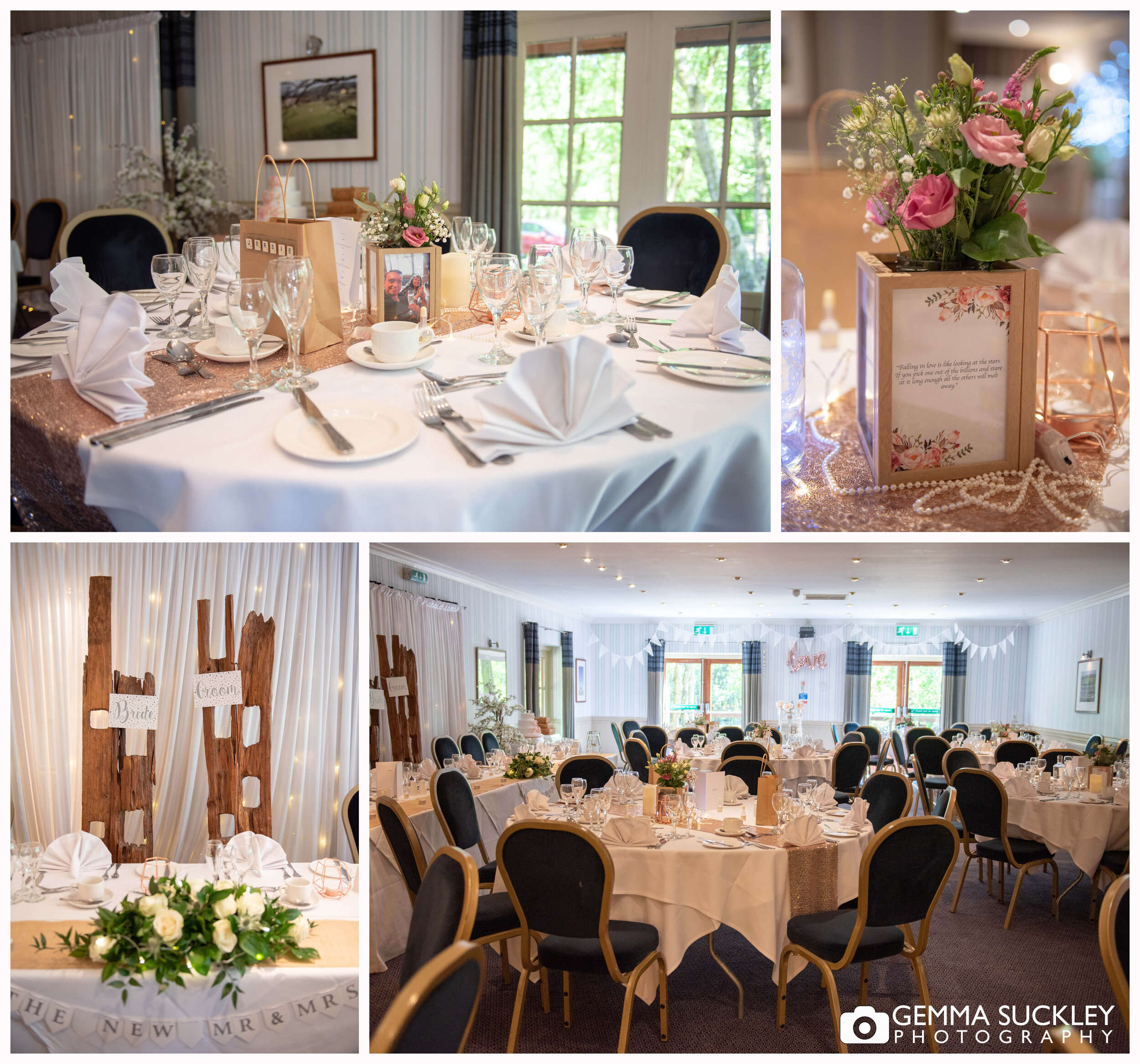 photography of the wedding room at otley chevin county park hotel