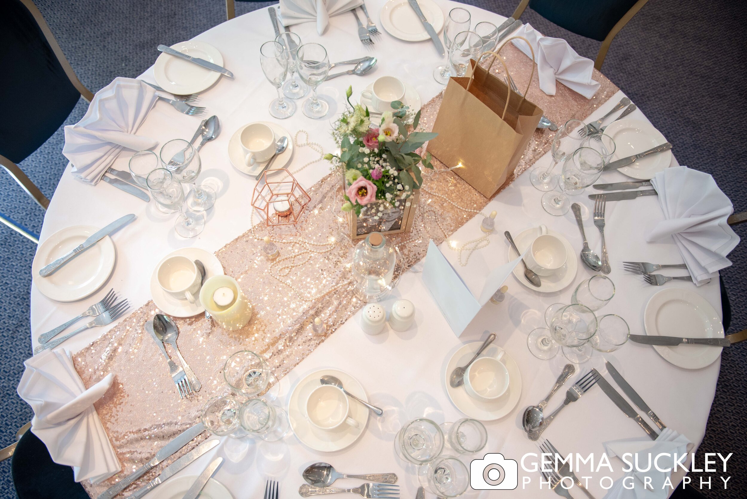 a photo from above of the wedding table at otley chevin hotel
