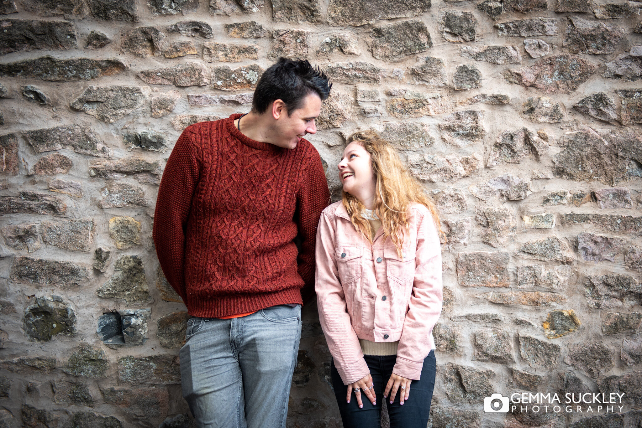 an engaged couple at browsholme wedding venue during their engagement photo shoot