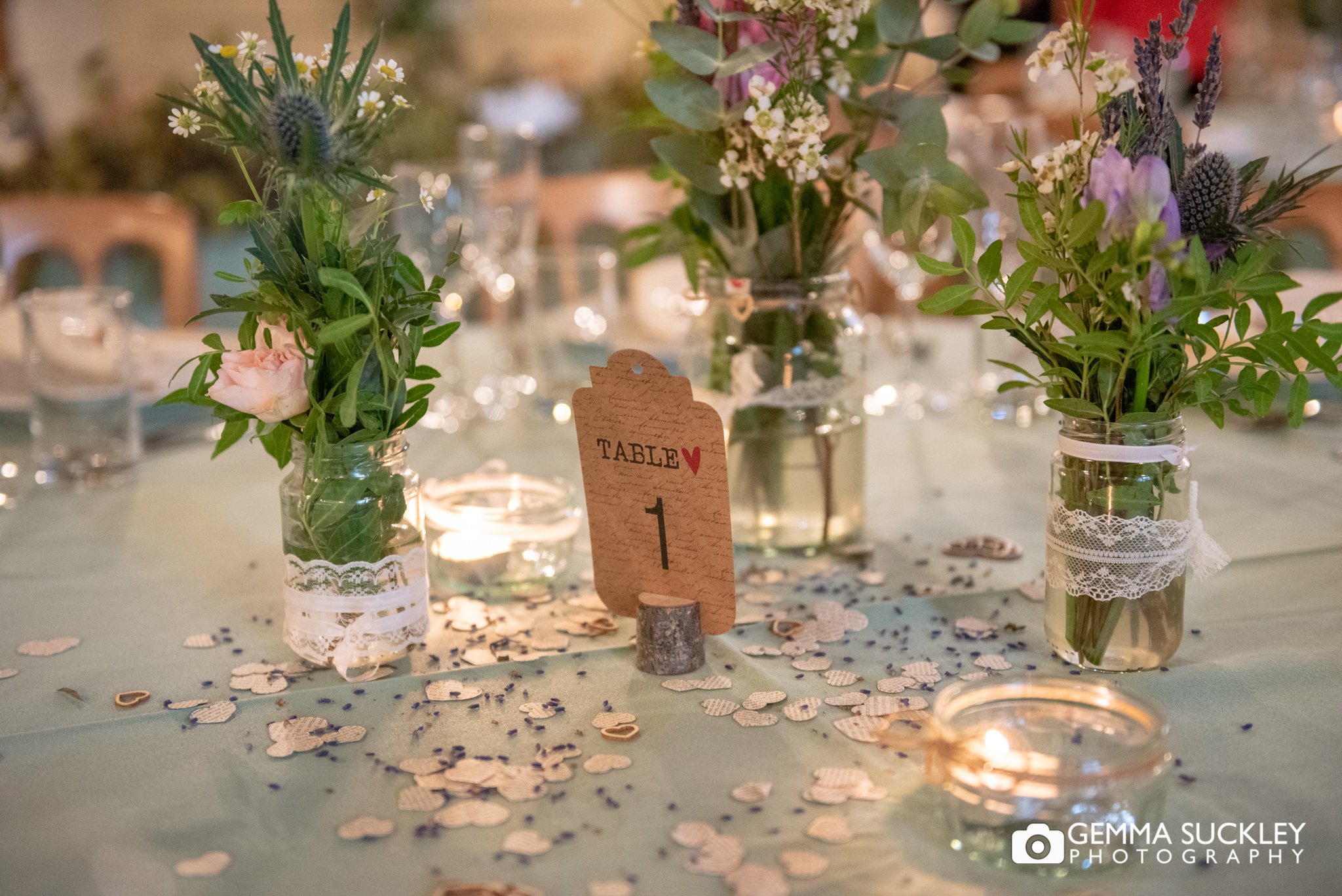 table detail at east riddlesden hall wedding