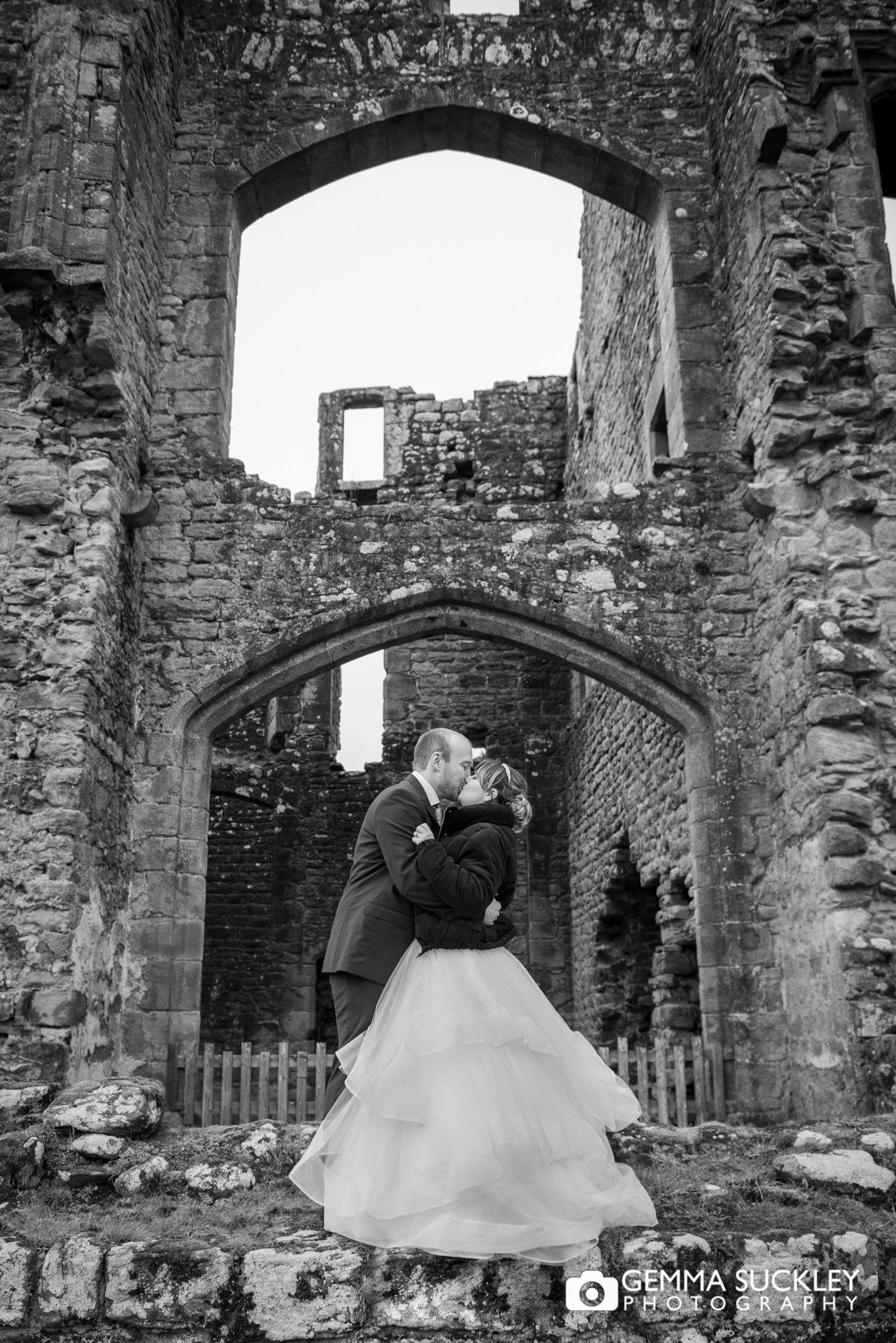 the bride and groom wedding portrait at barden tower
