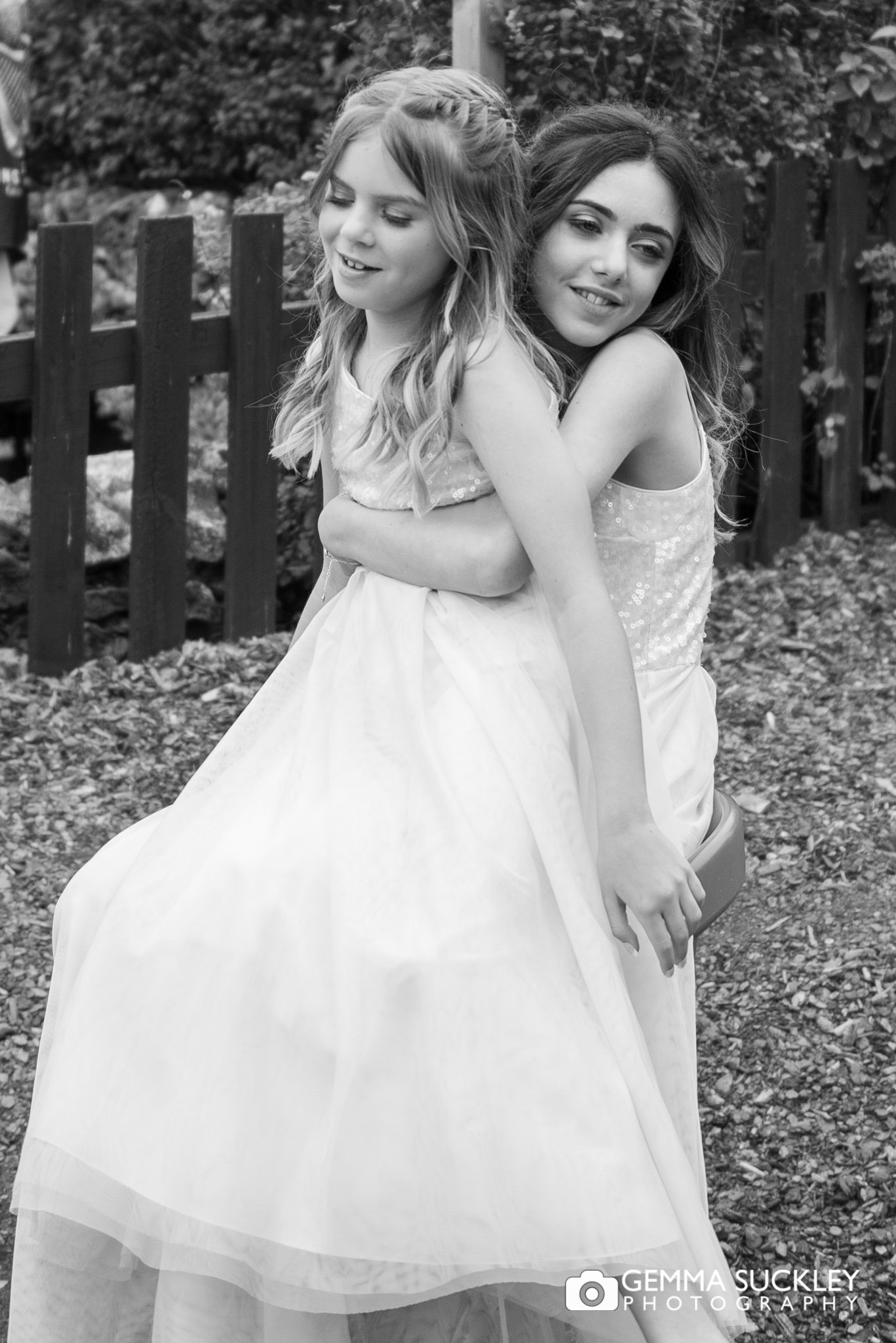 two flower girls in the park at the gamekeepers inn