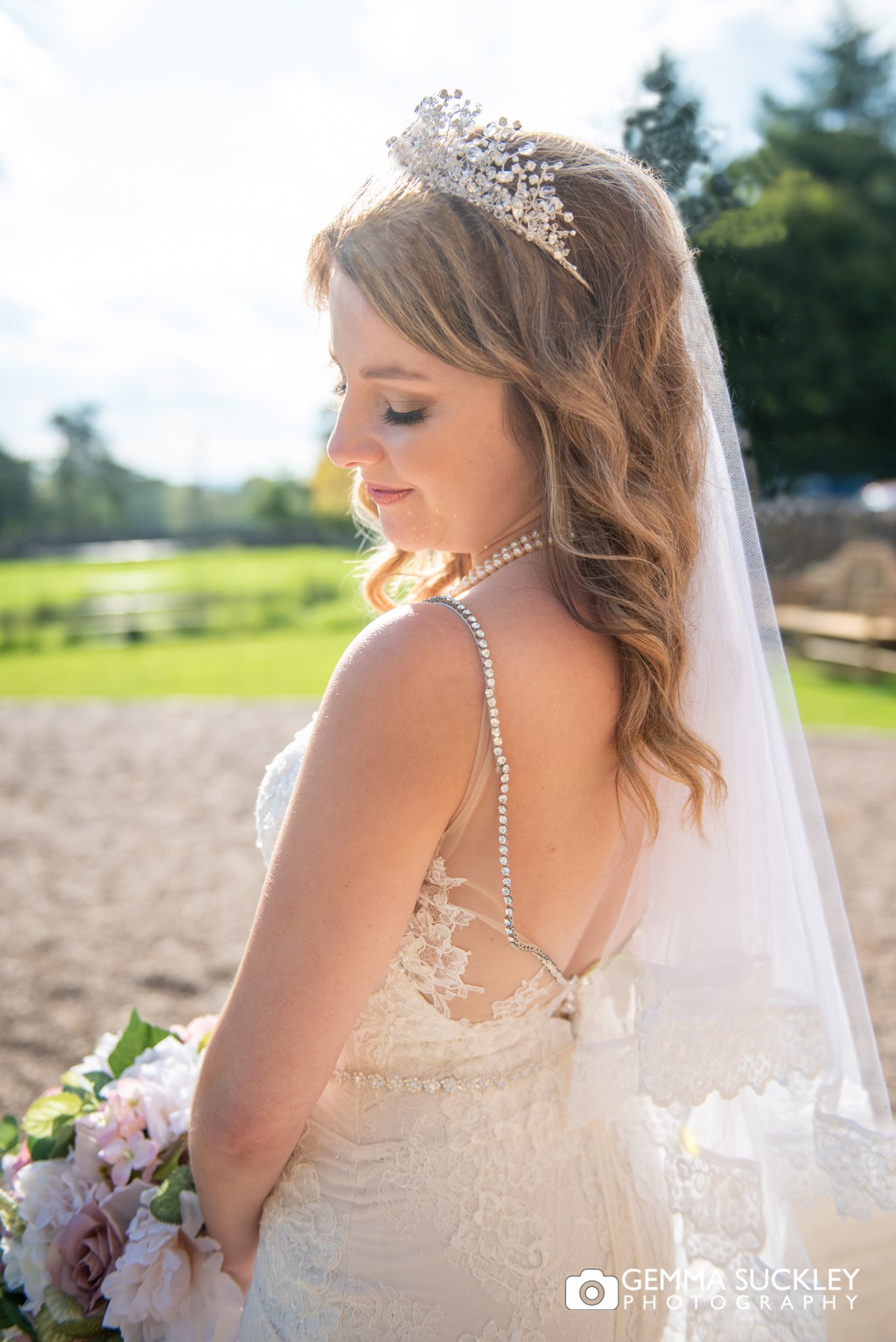 bridal portrait at browsholme hall in clitheroe