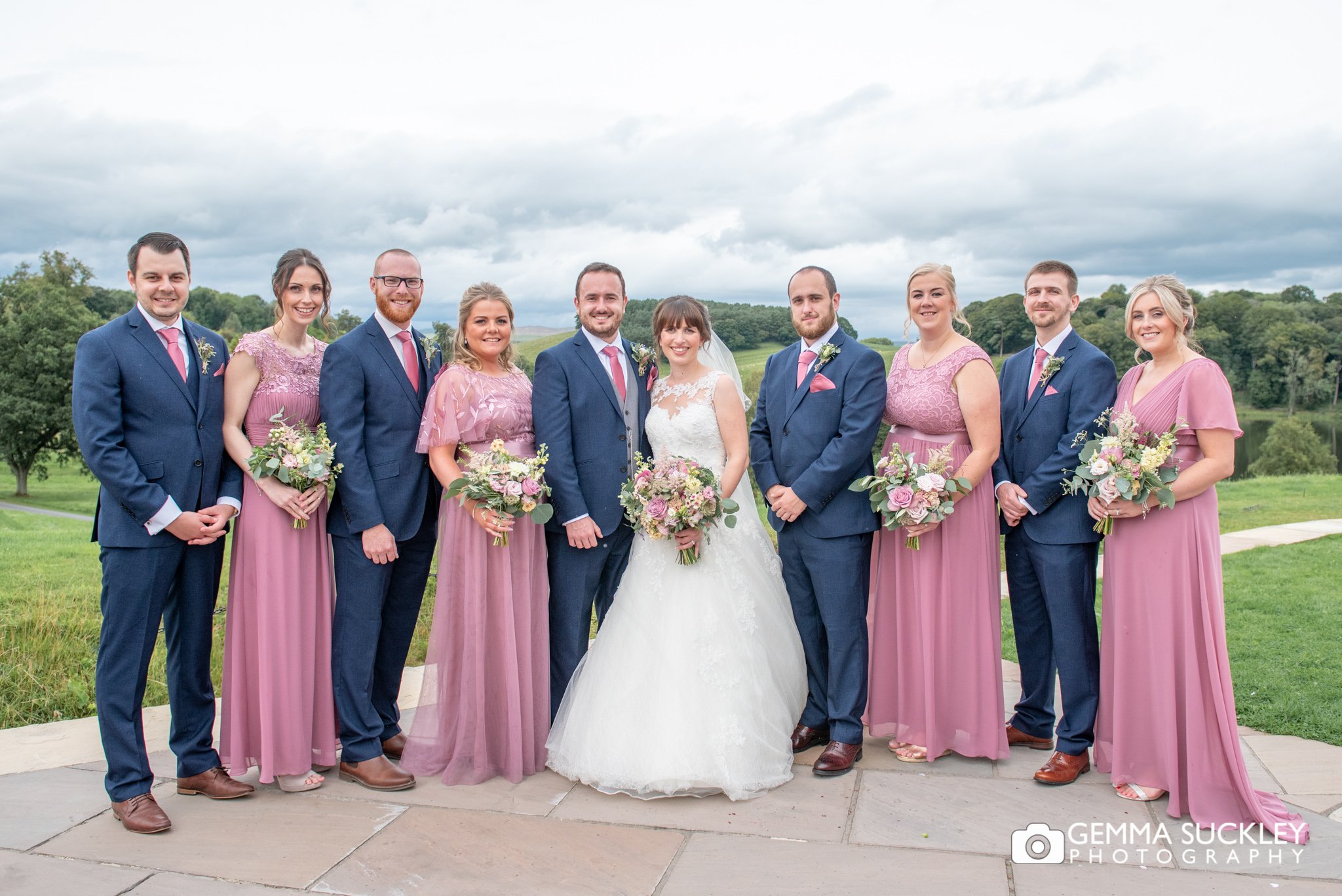 bridesmaid and grooms men wedding photo at coniston hotel 