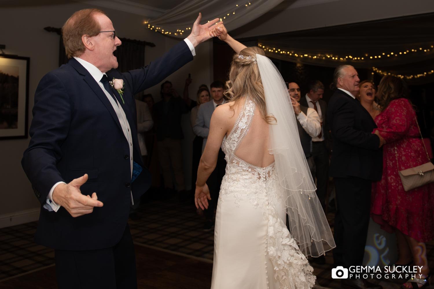 bride and her father dancing at coniston hotel skipton