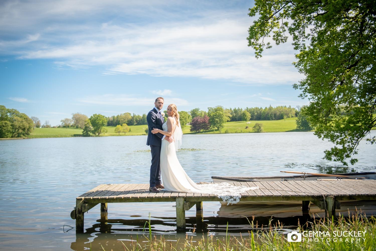 bride and groom at the lake of coniston hotel in skipton