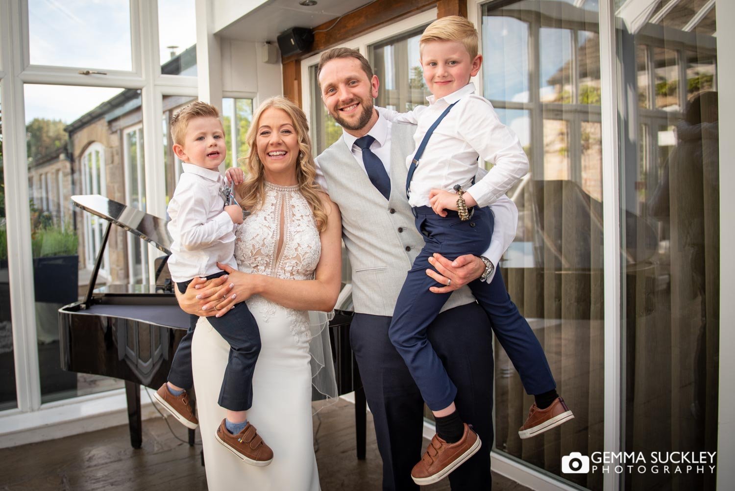 family wedding photo at coniston hotel in skipton