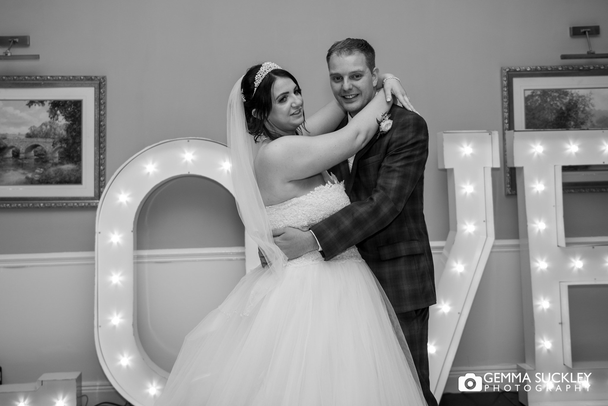 the bride and groom's first dance at hollins hall