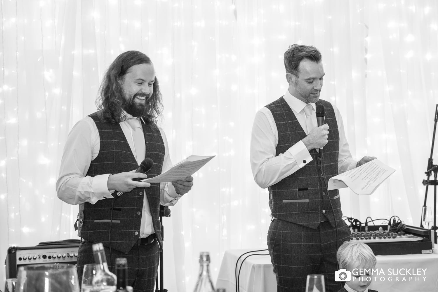 the bestman making a speech at the gamekeepers inn