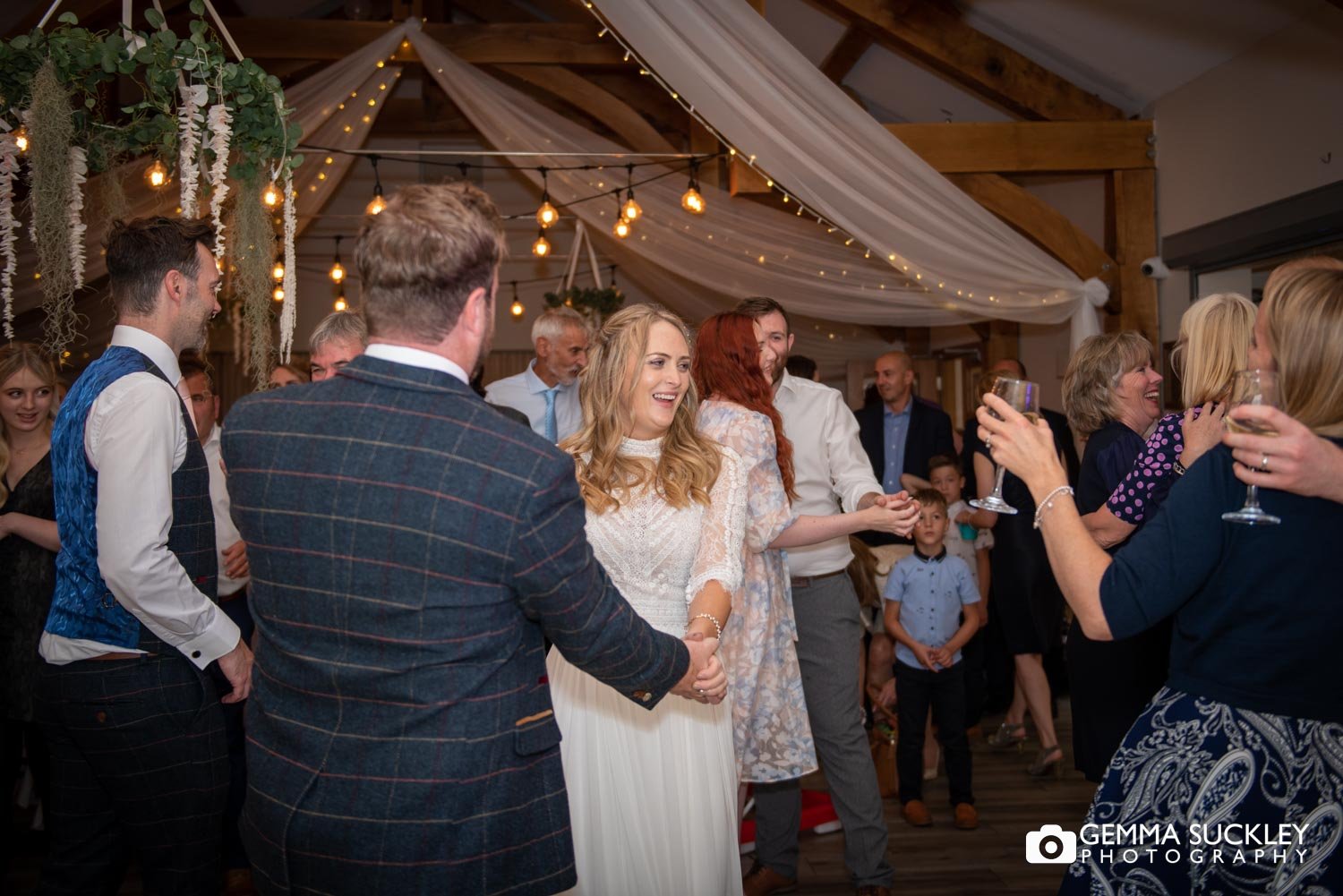 bride and groom dancing at the gamekeepers inn