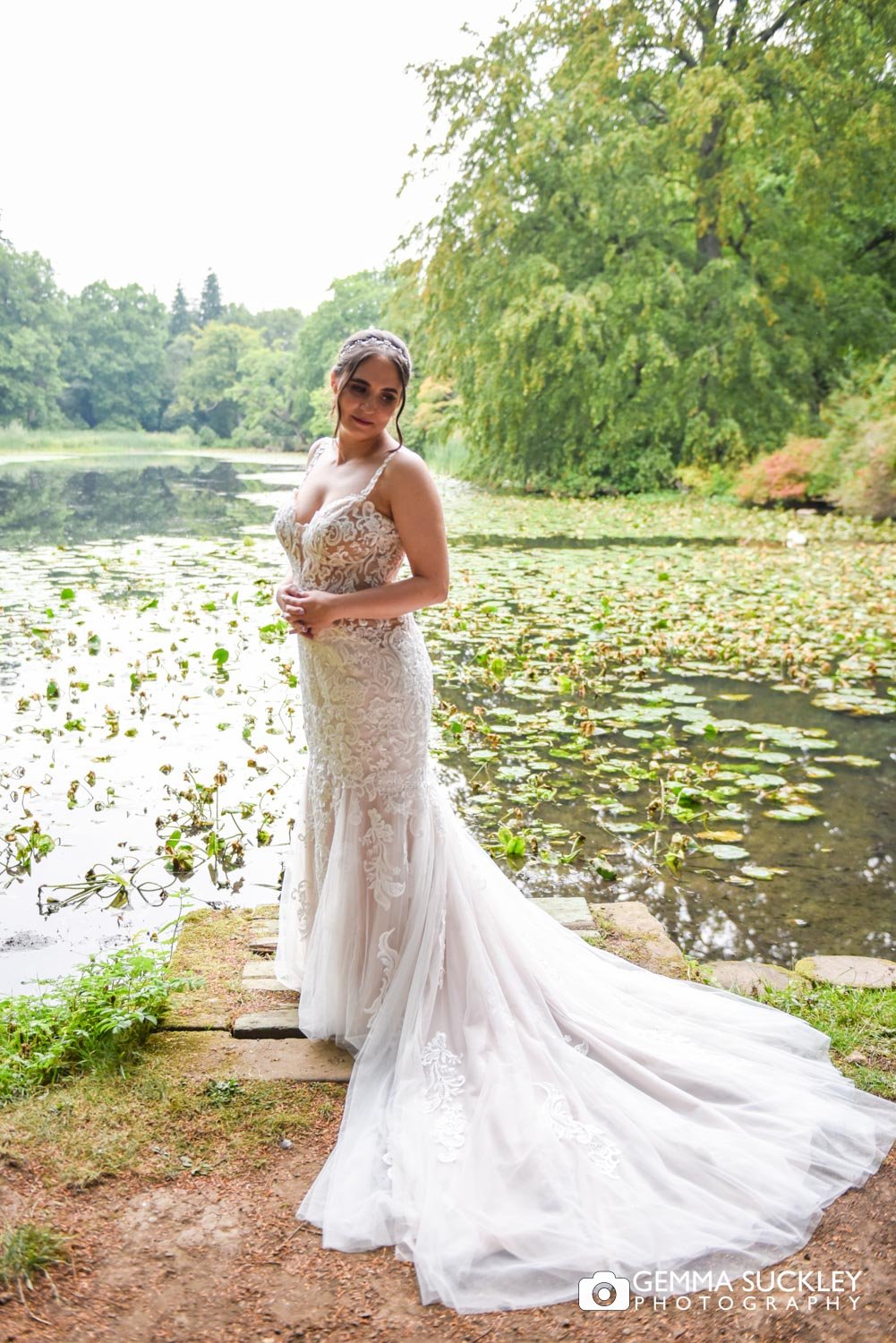 the bride at coffin lake on swinton park estate