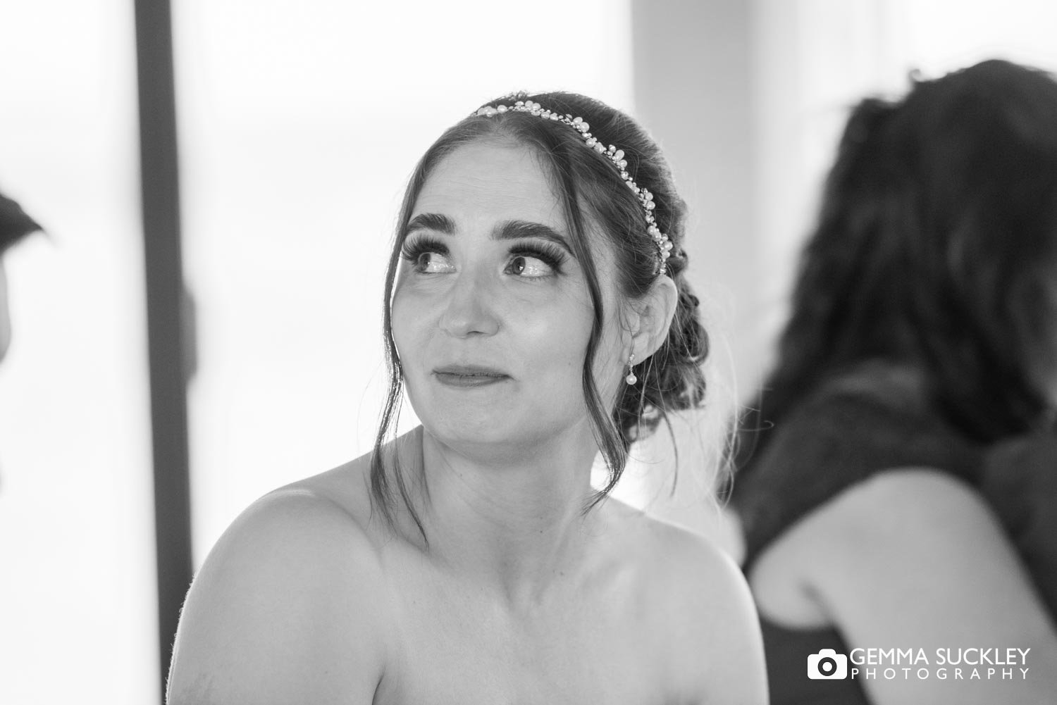 the bride looking teary during speeches