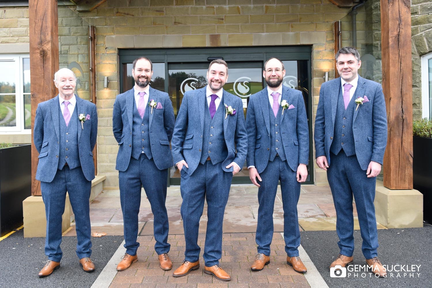 the grooms party outside the coniston hotel