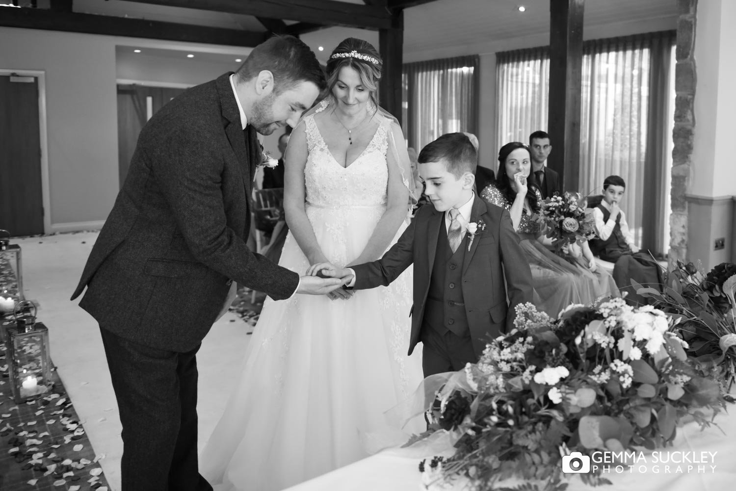 pageboy handing the groom the ring at coniston hotel wedding