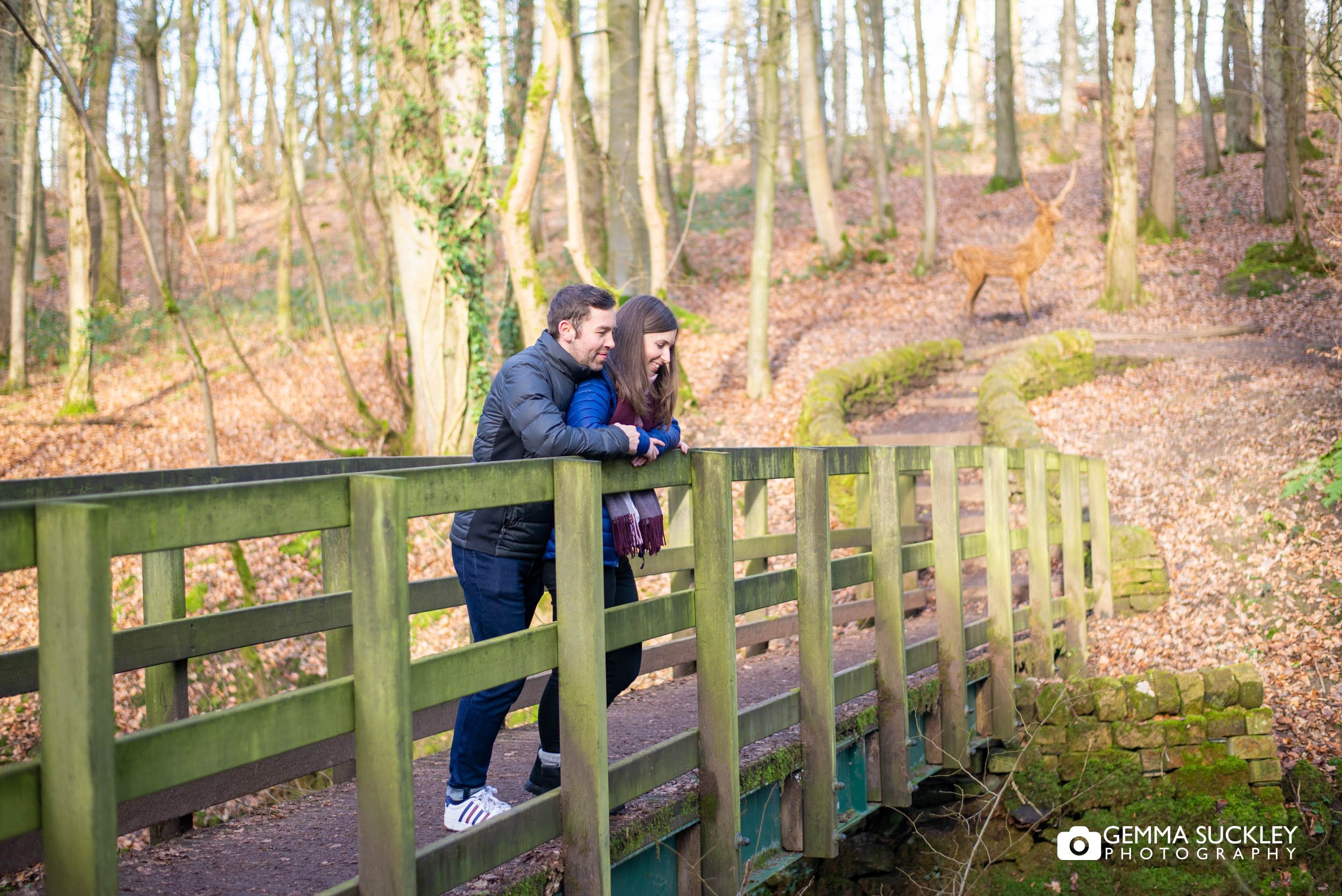 engaged couple in skipton woods north yorkshire