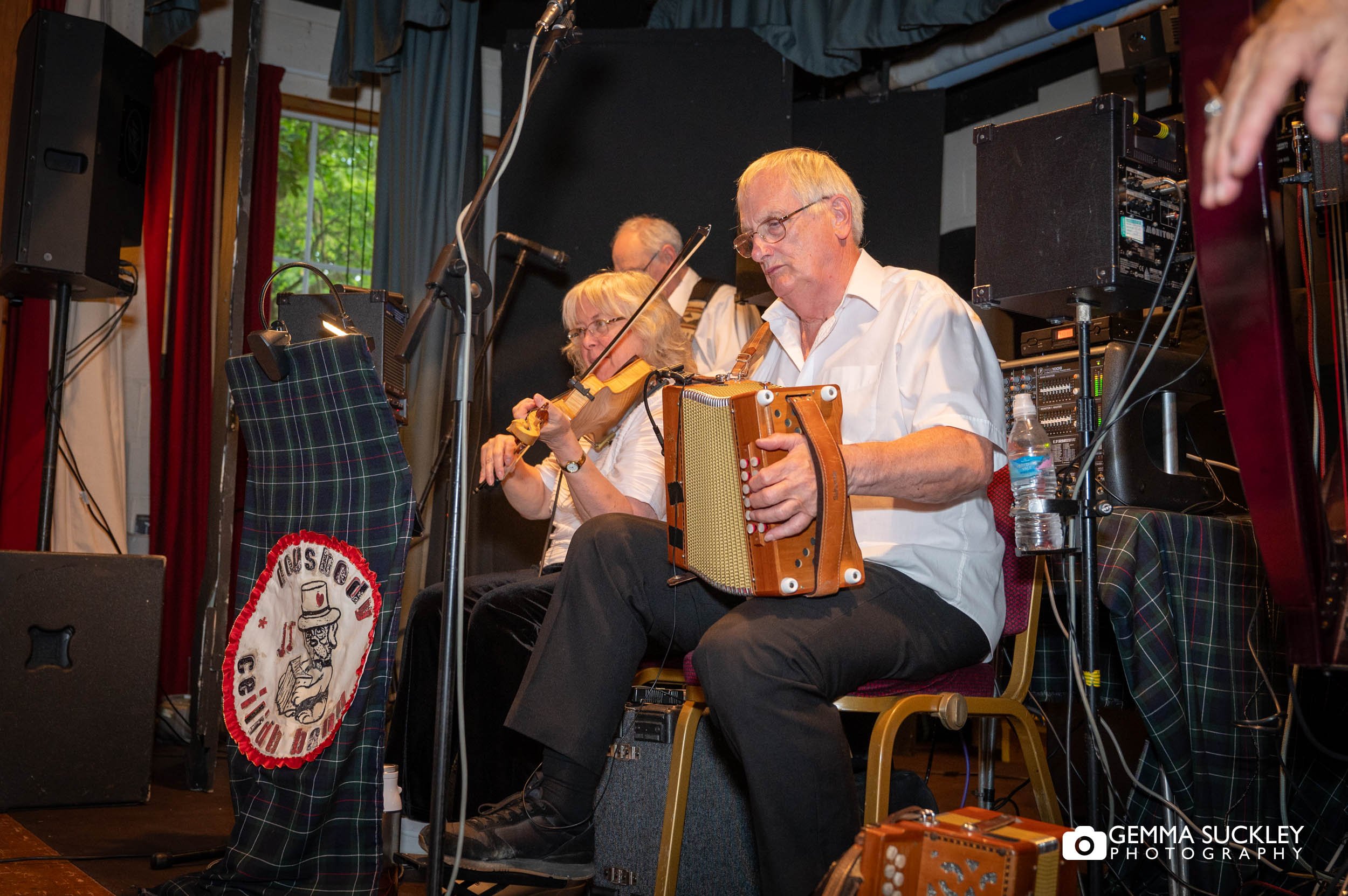 a ceilidh band playing at bolton abbey village hall
