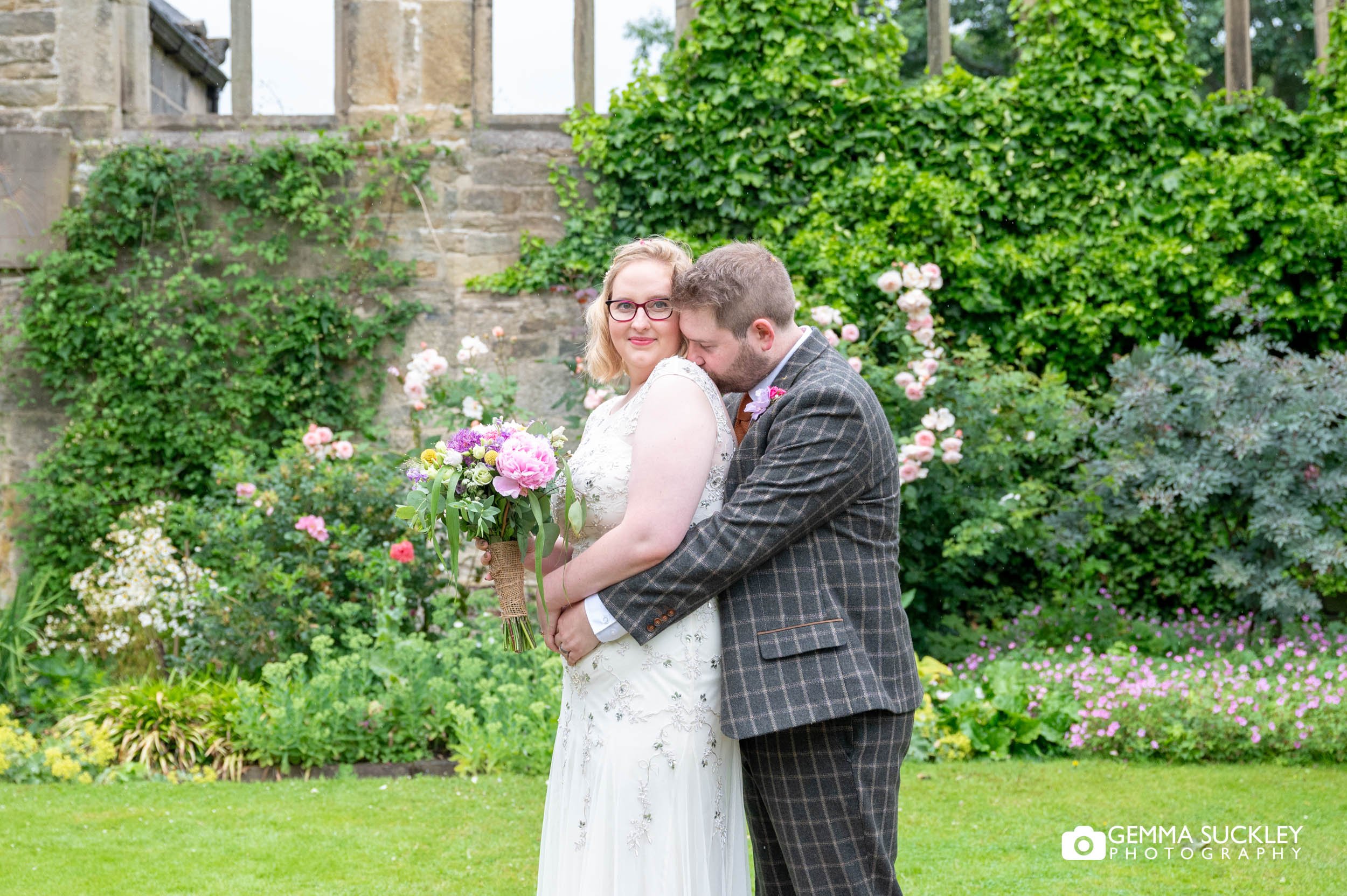 married couple outside east riddlesden hall