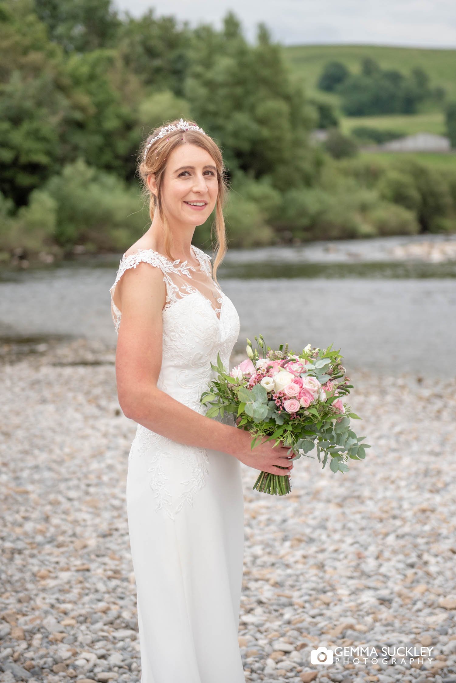 bride at burnsall river