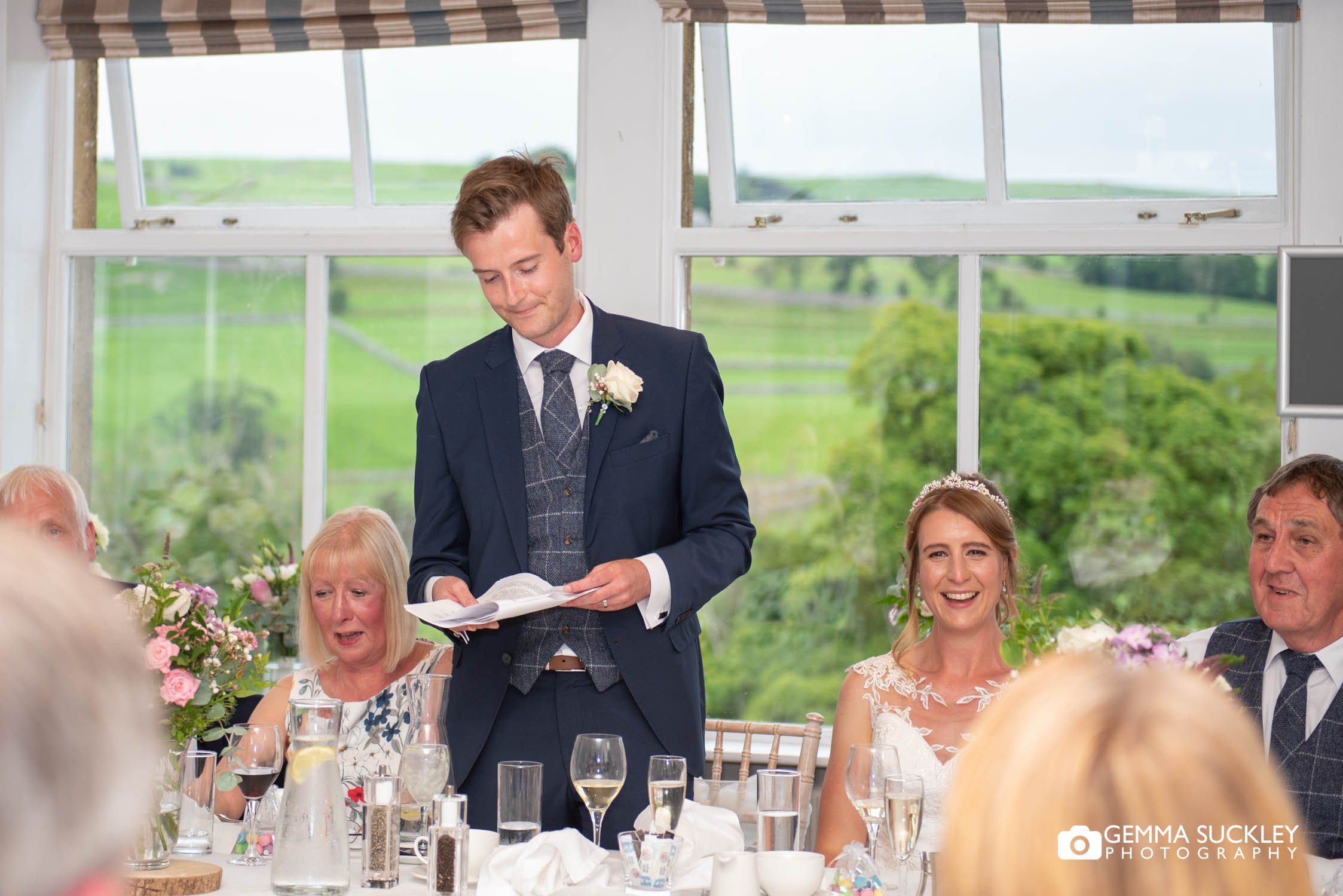 the groom making his speech at the devonshire fell