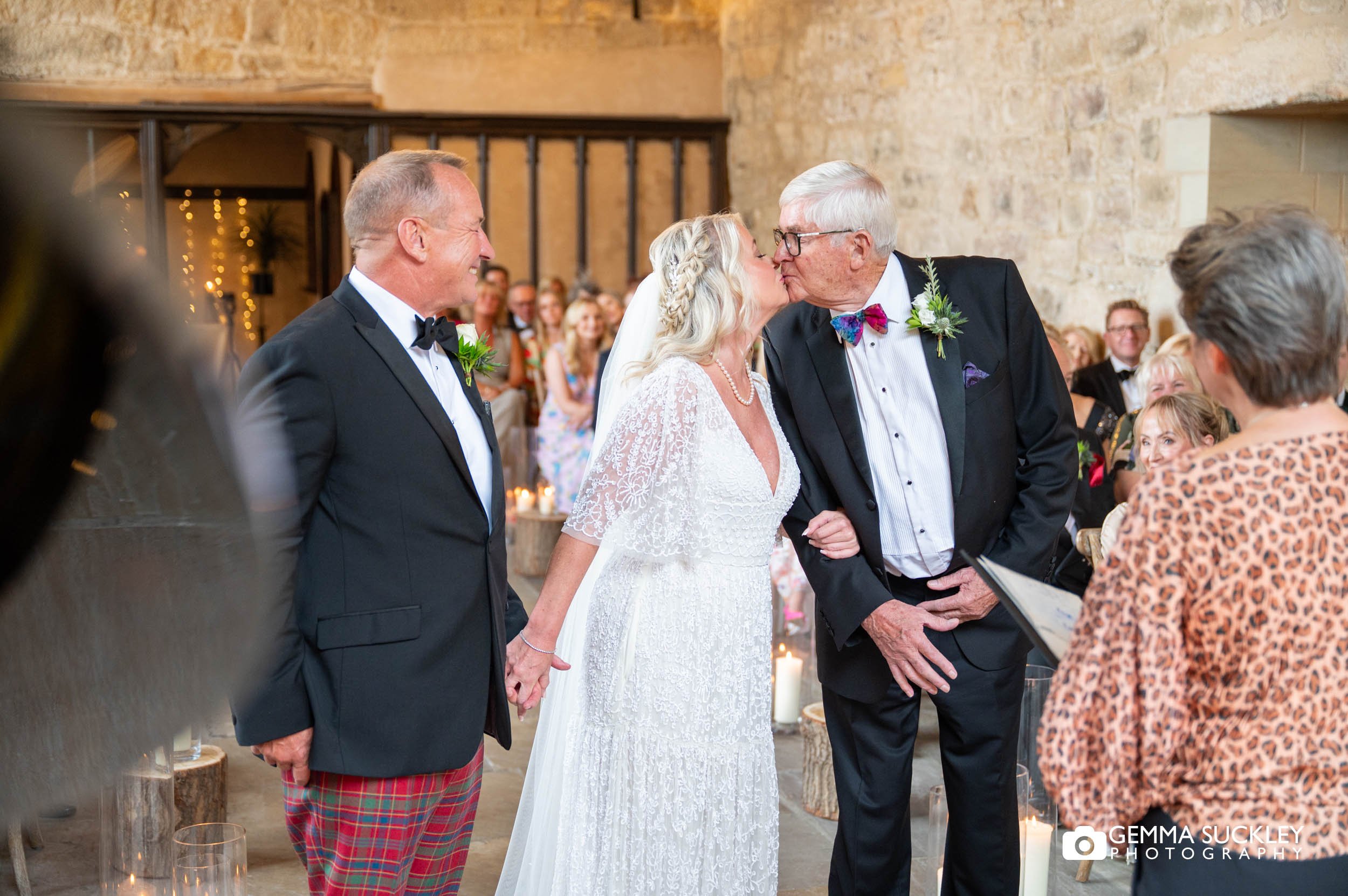 the bride gather giving his daughter away