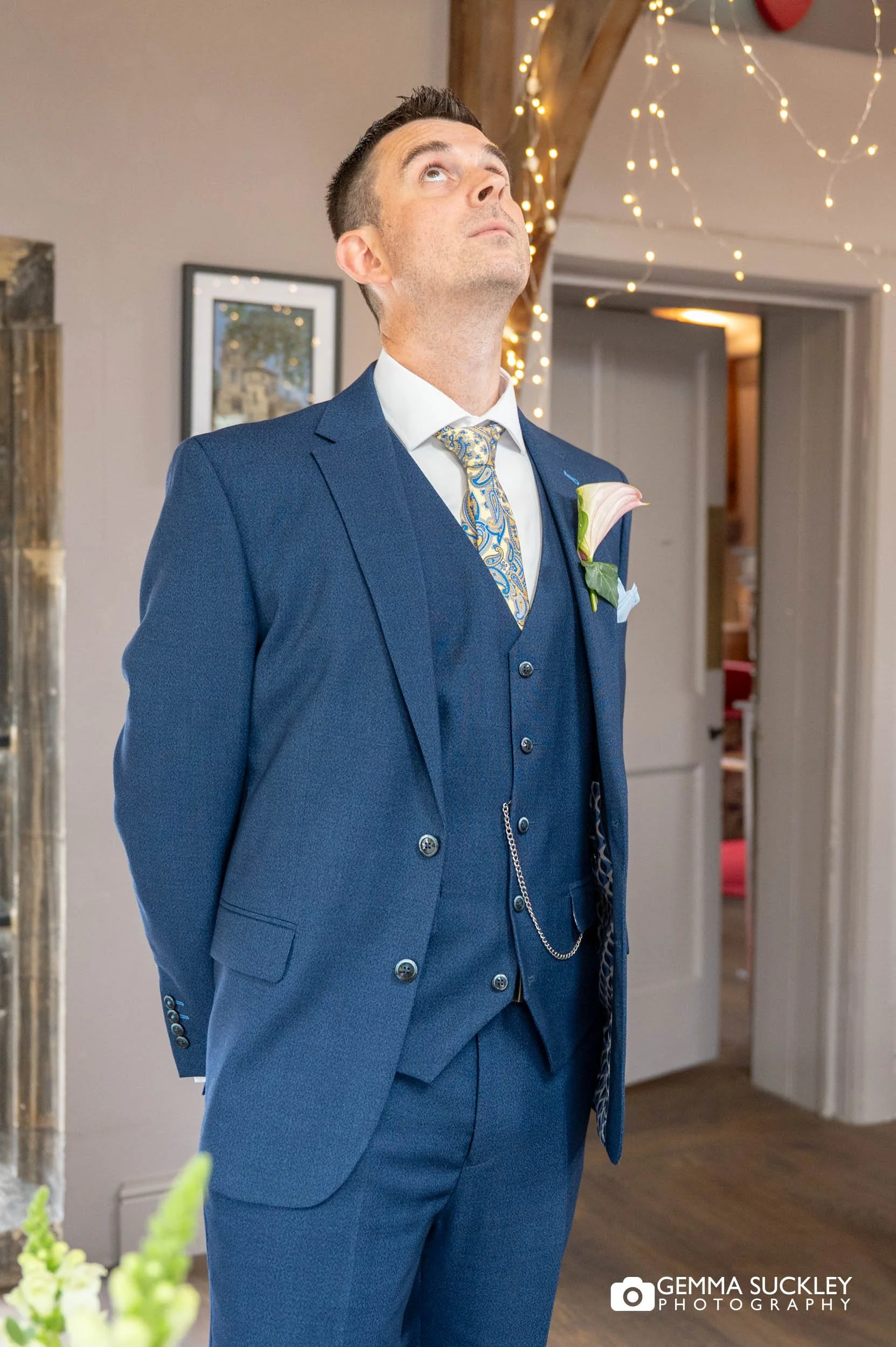 groom waiting for his bride at york refectory