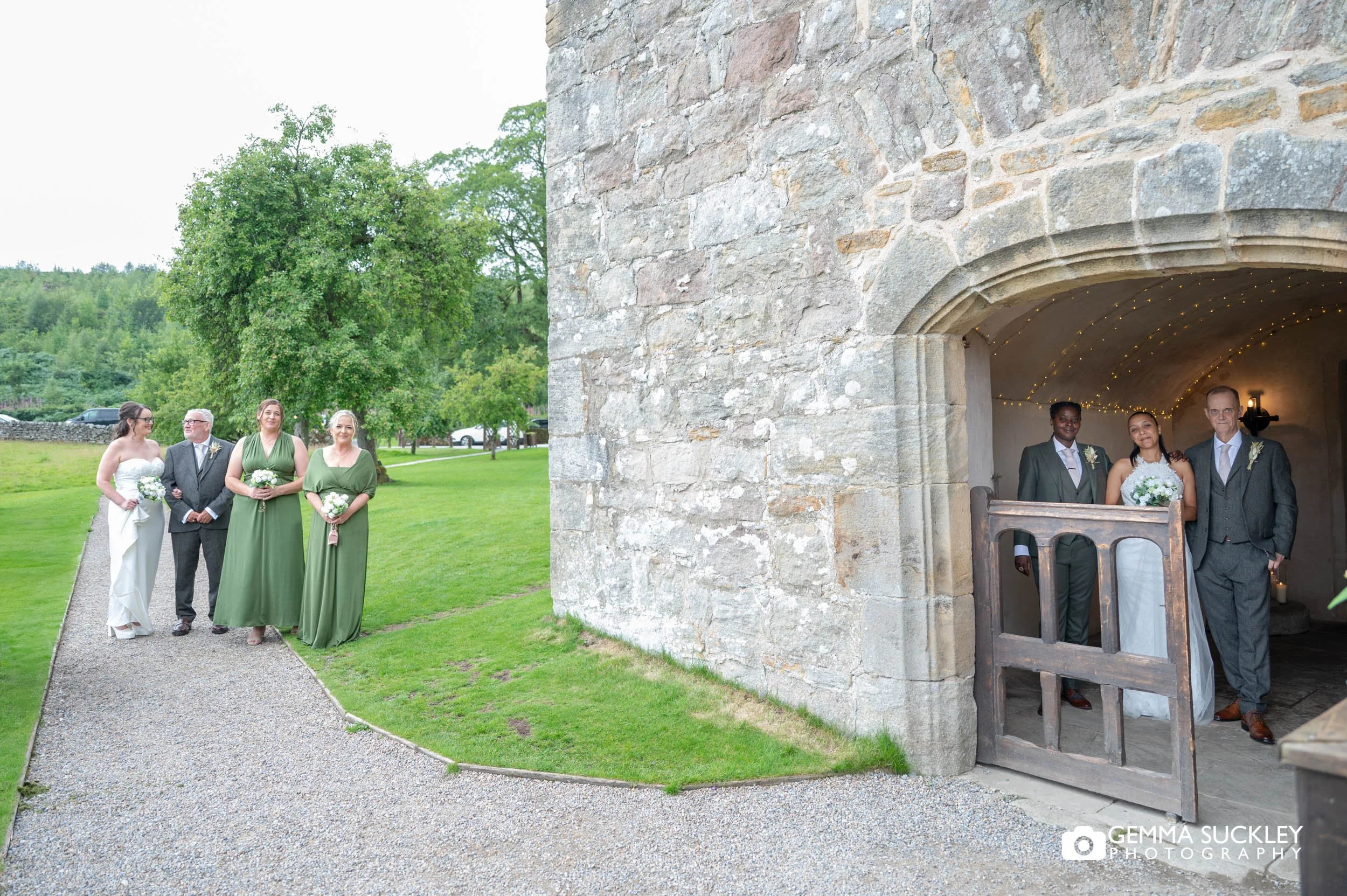 both bridal parties at the priests house