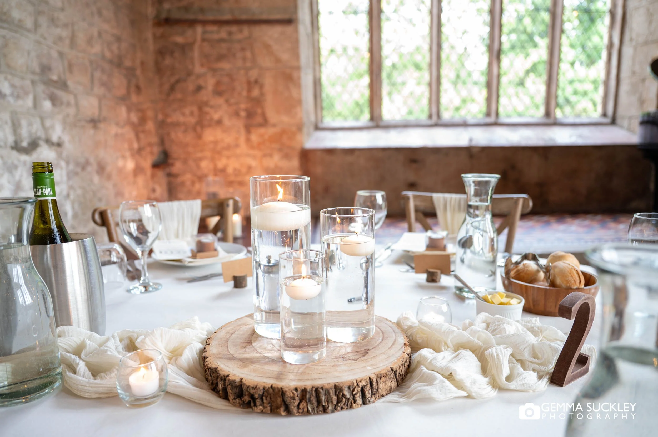 wedding table set up in the priest house