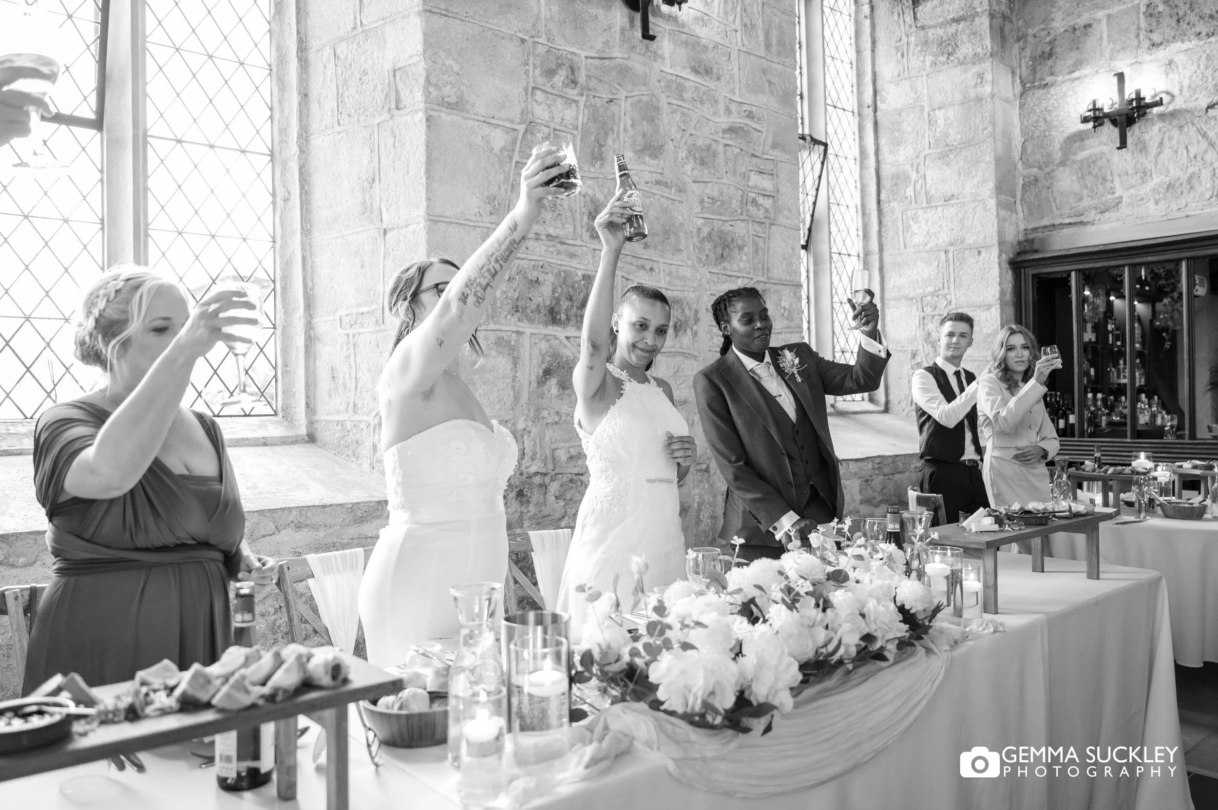 bride making her speech at the priests house