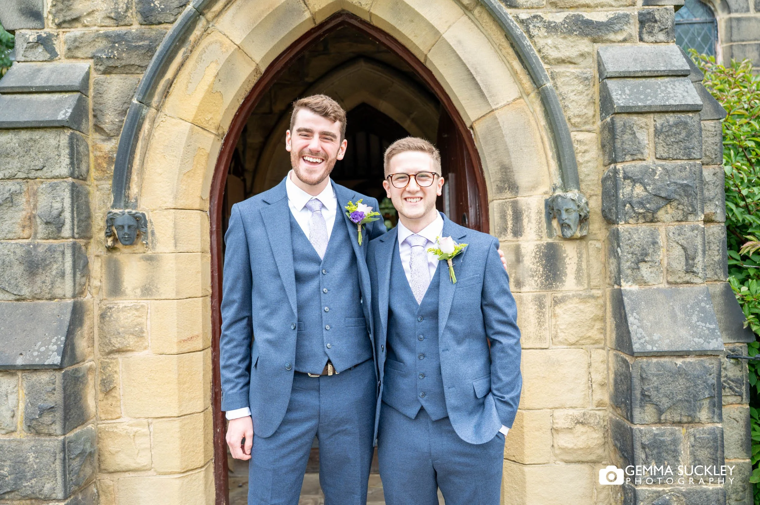 groom and the best man outside church