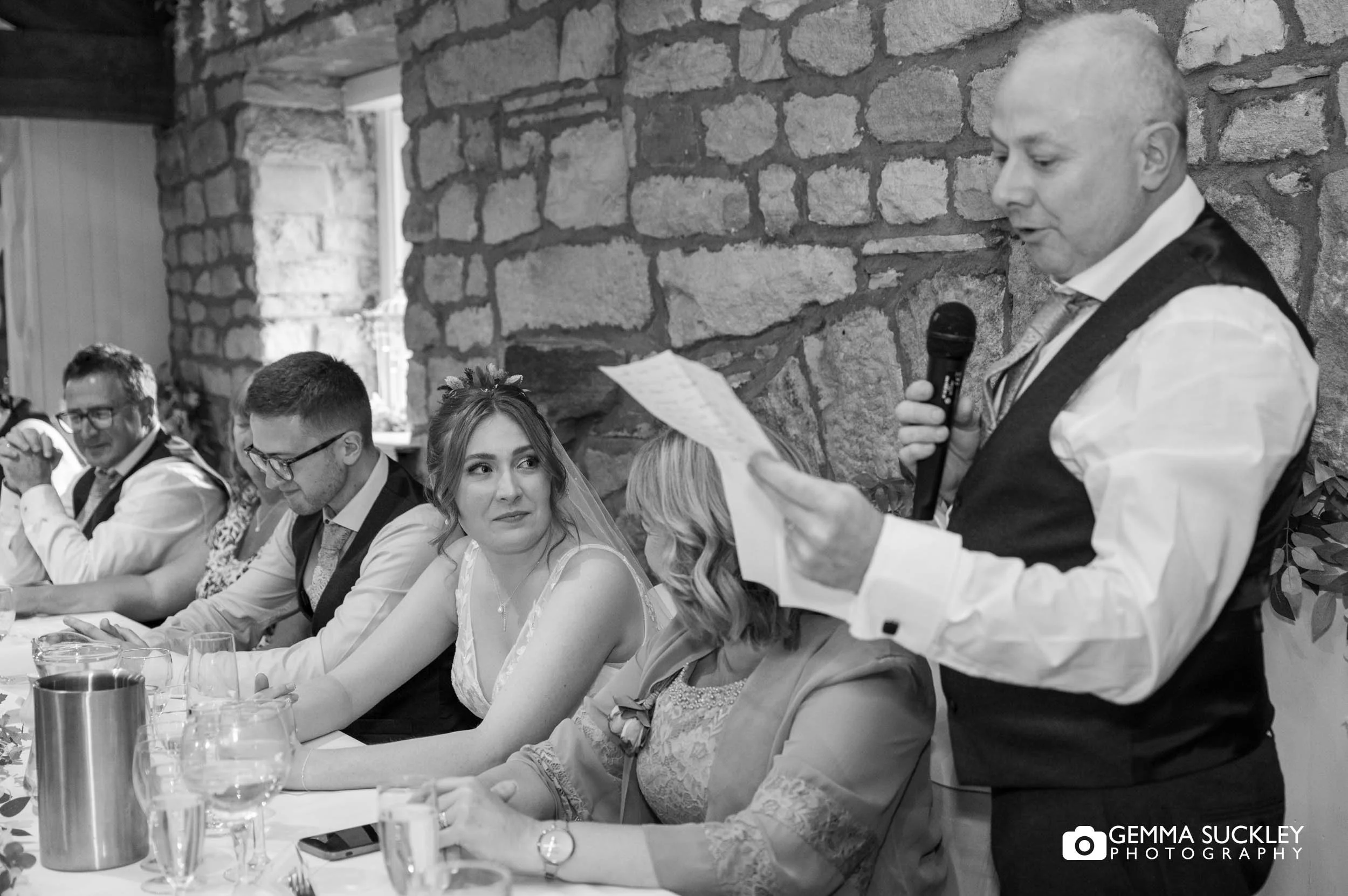 father of the bride reading his speech