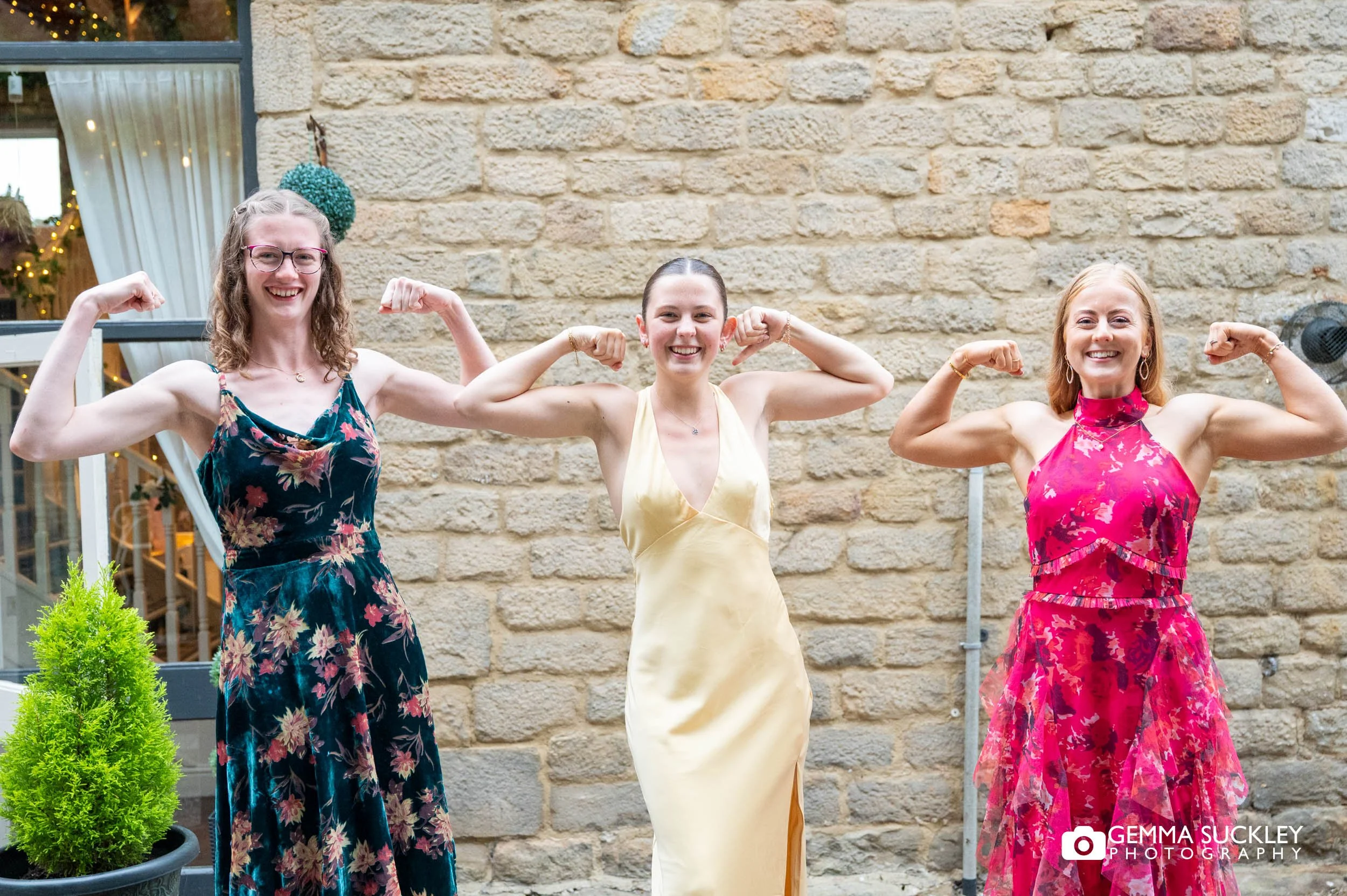 wedding guests at the old barn in esholt