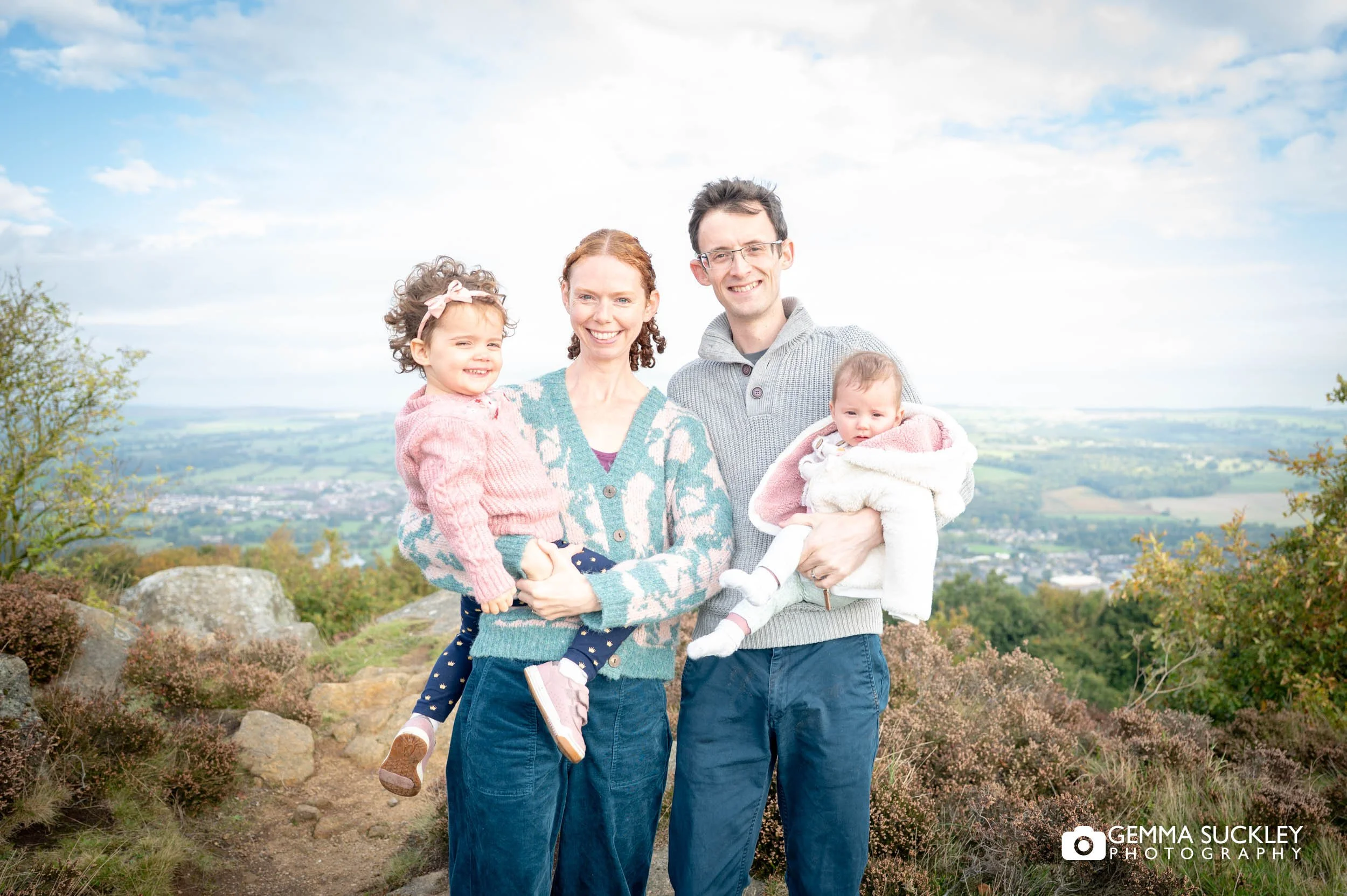 parents and two young daughter at otley chevin