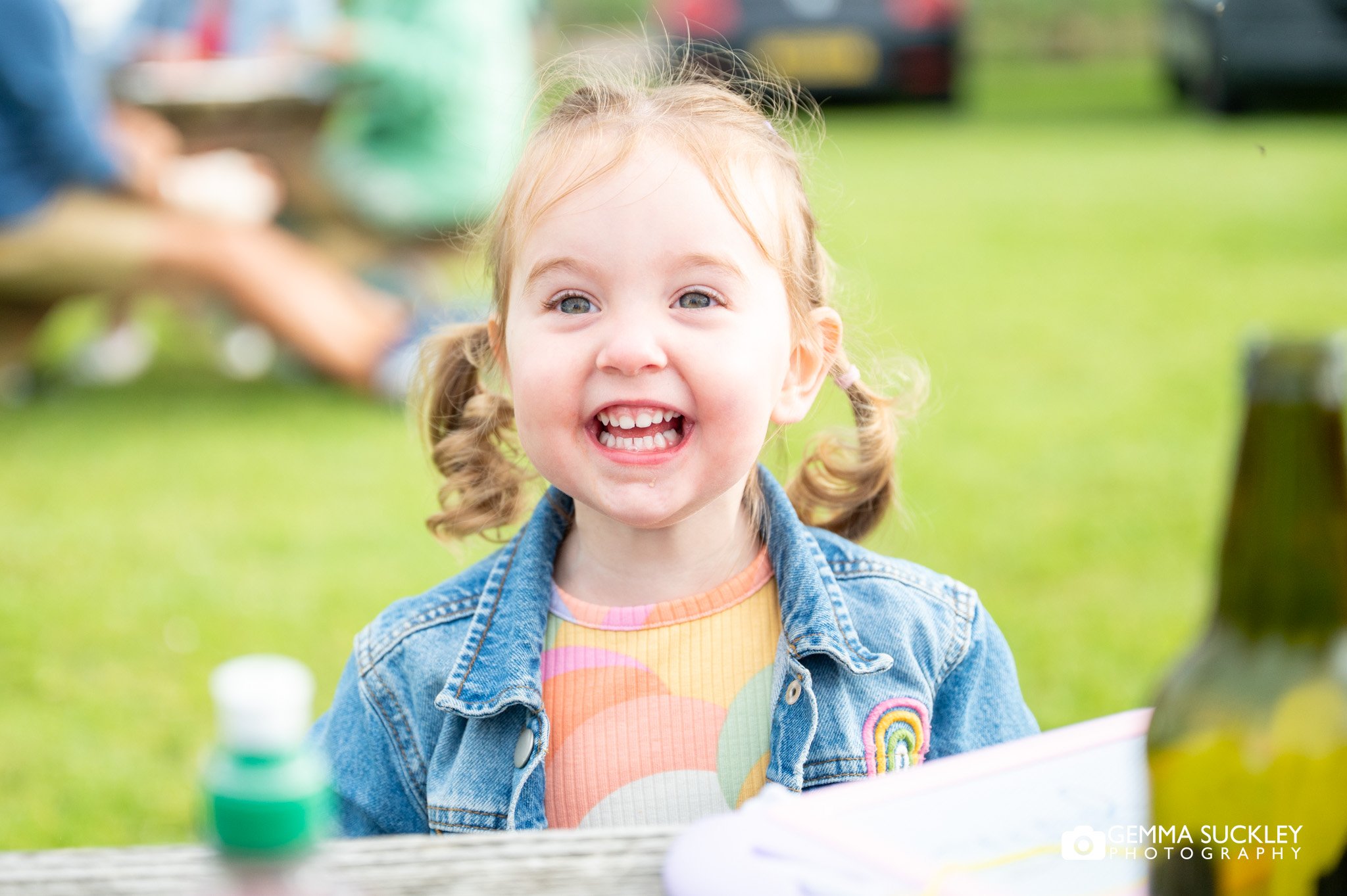 a little girl giggling