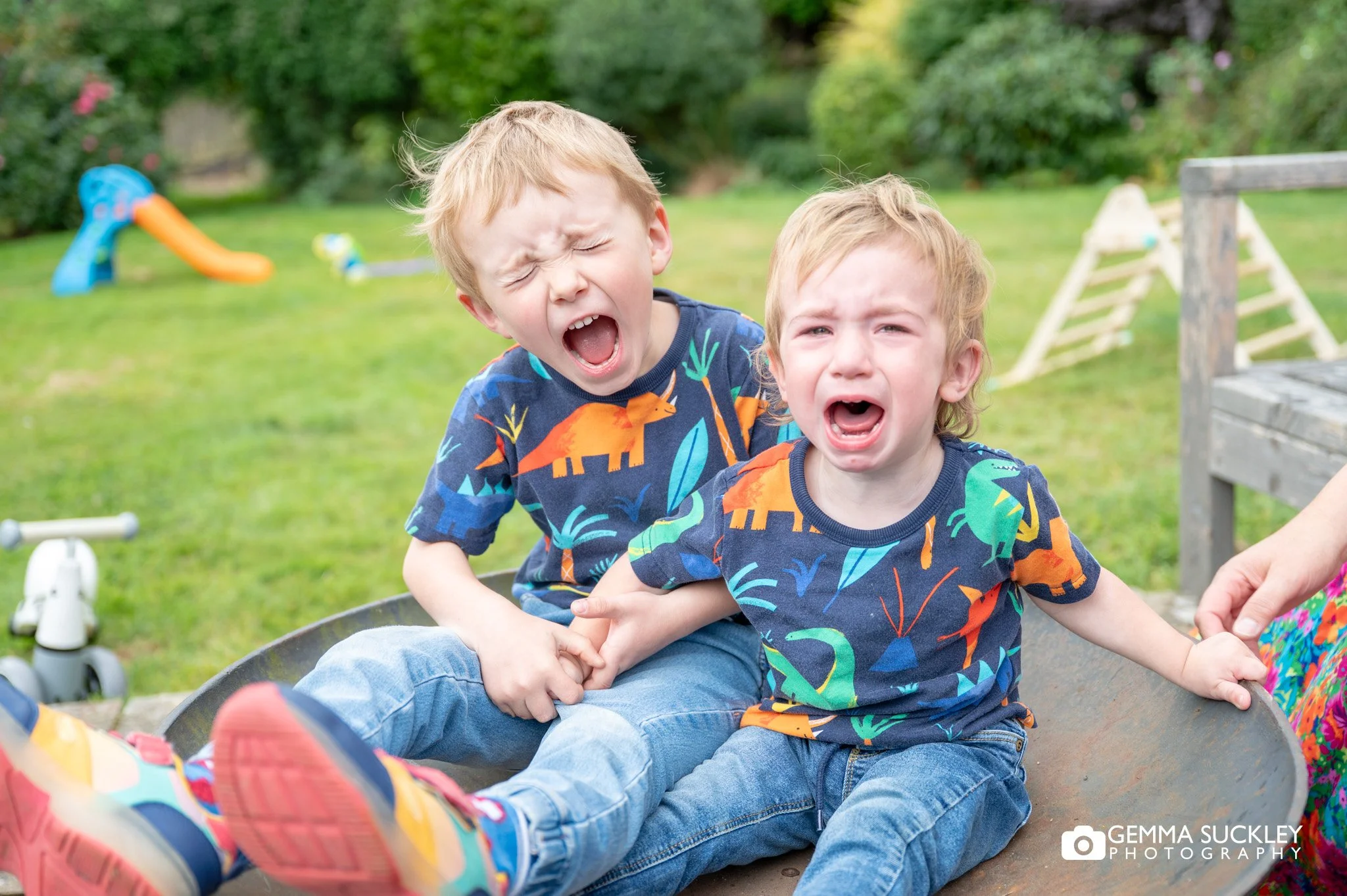 two little boys crying