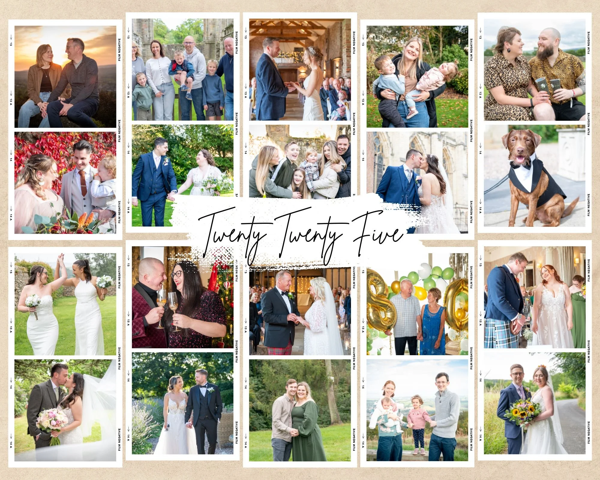 a collage of wedding and family photos