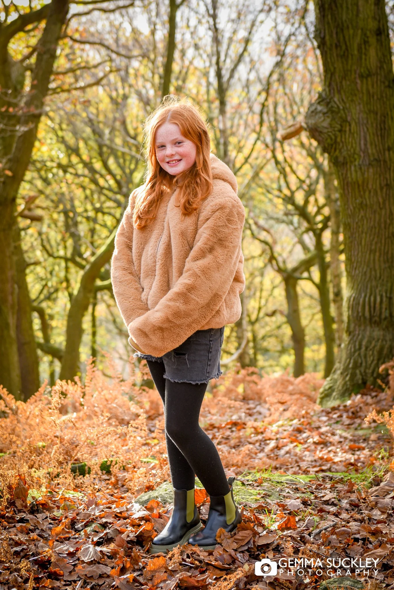 young girl at shipley glen in the autumn