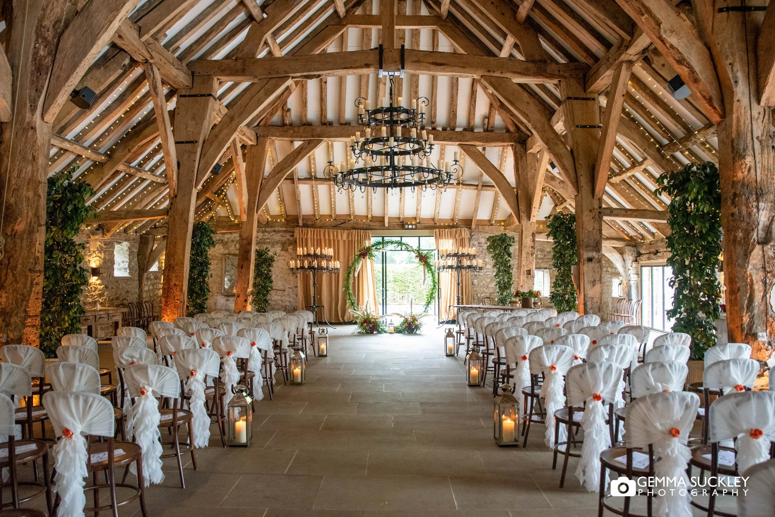 the tithe barn at bolton abbey wedding ceremony