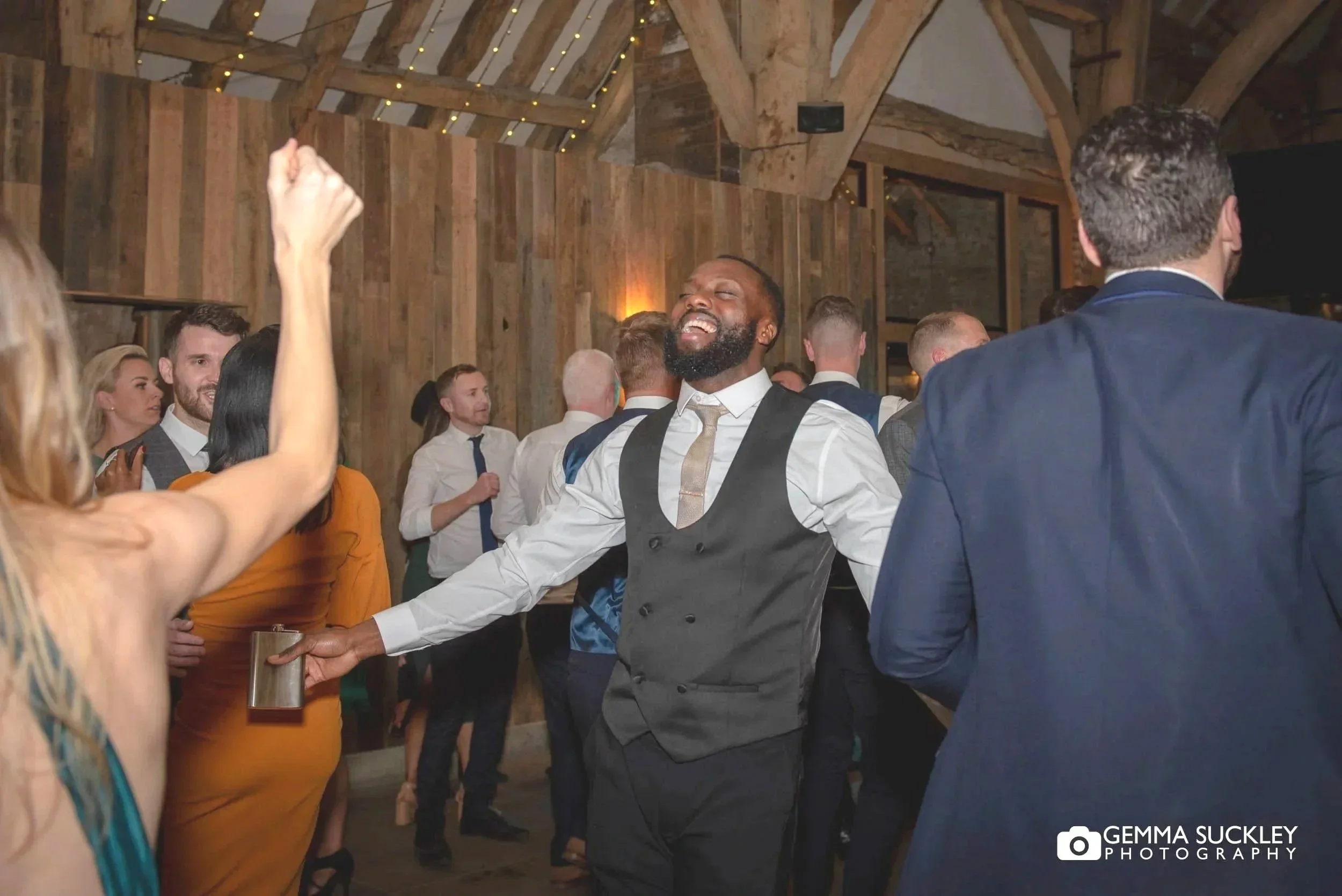 wedding party at the tithe barn bolton abbey