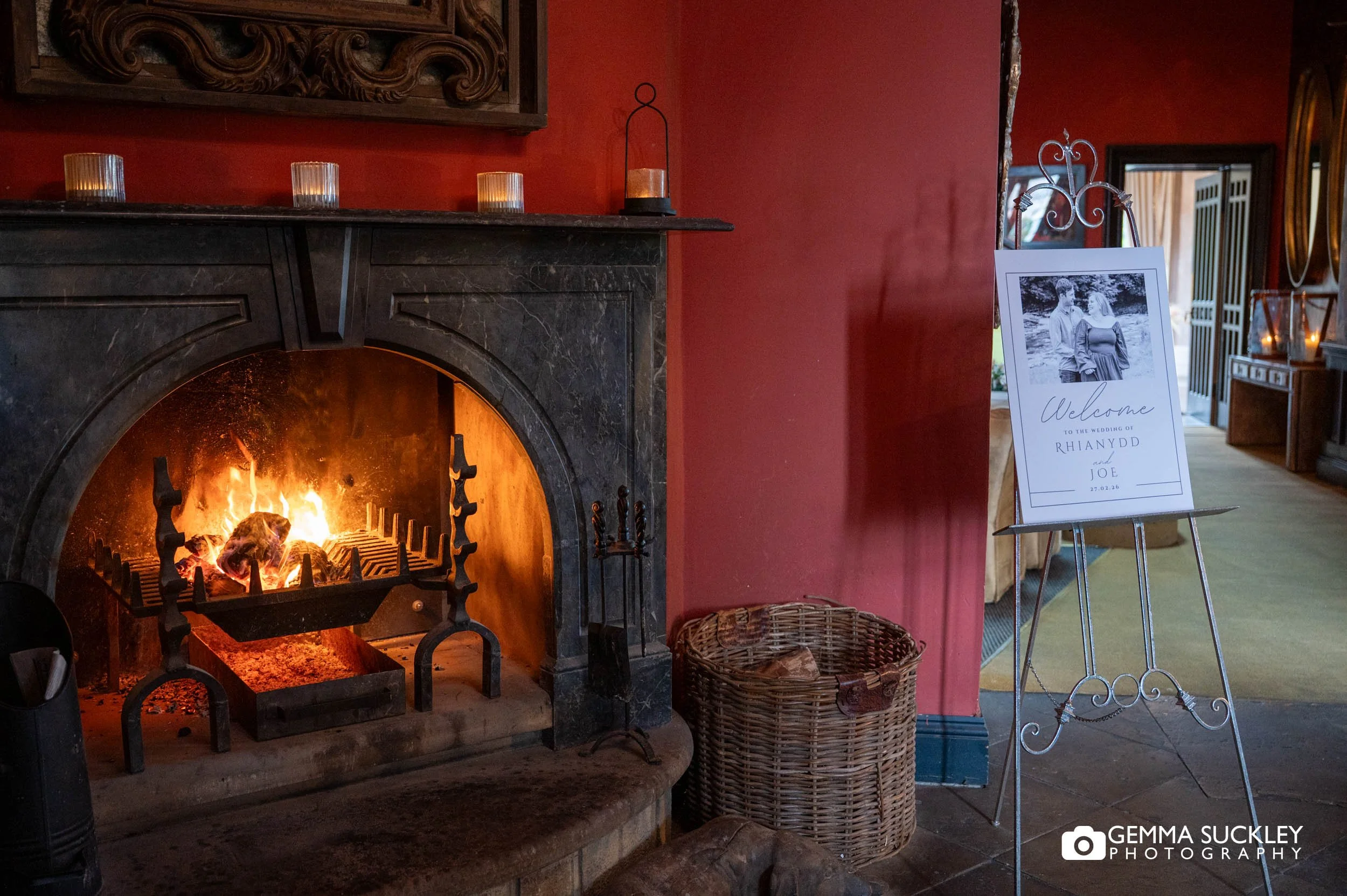 the falcon manor fireplace