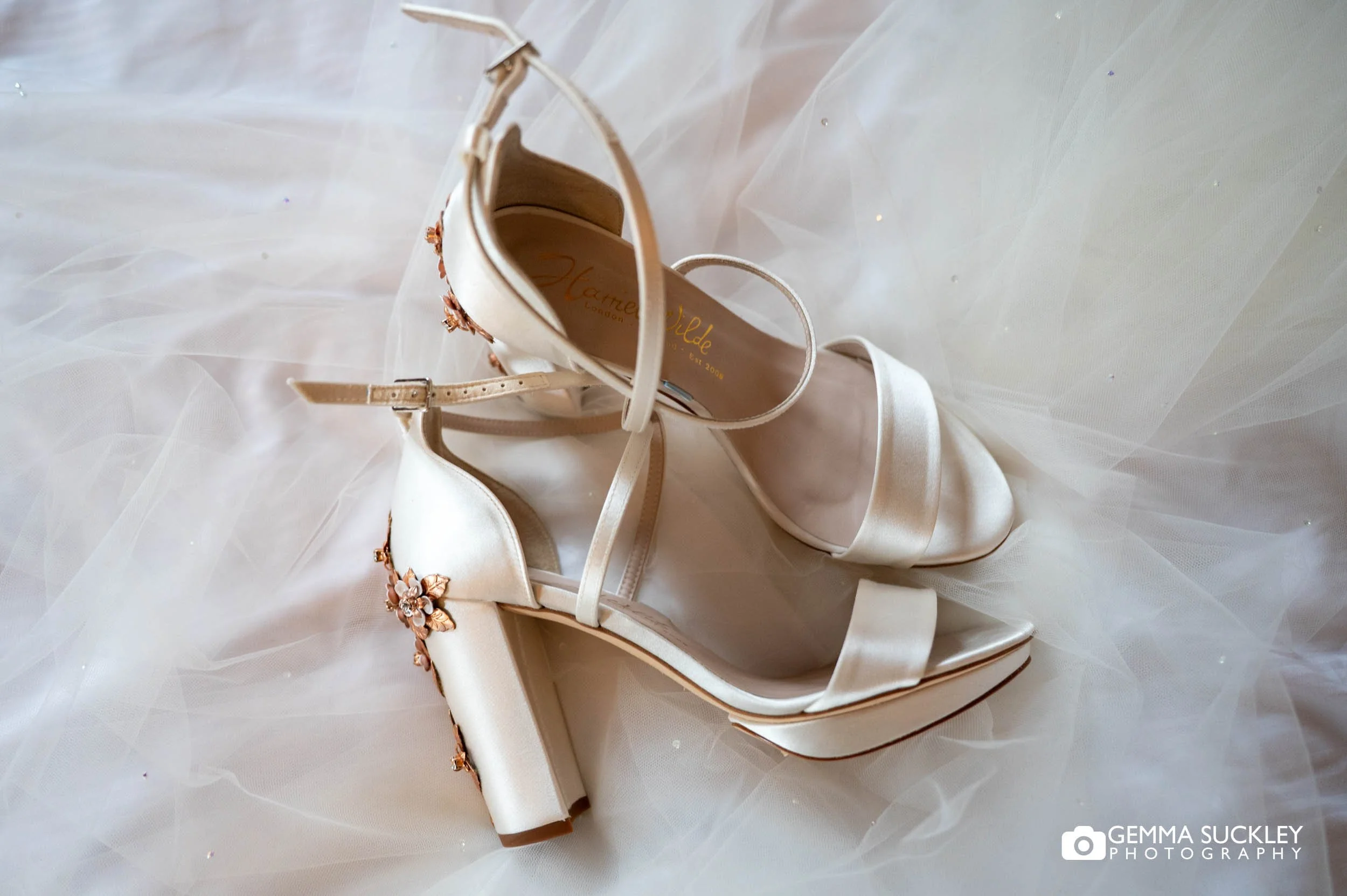 bridal shoes photographed at the falcon manor