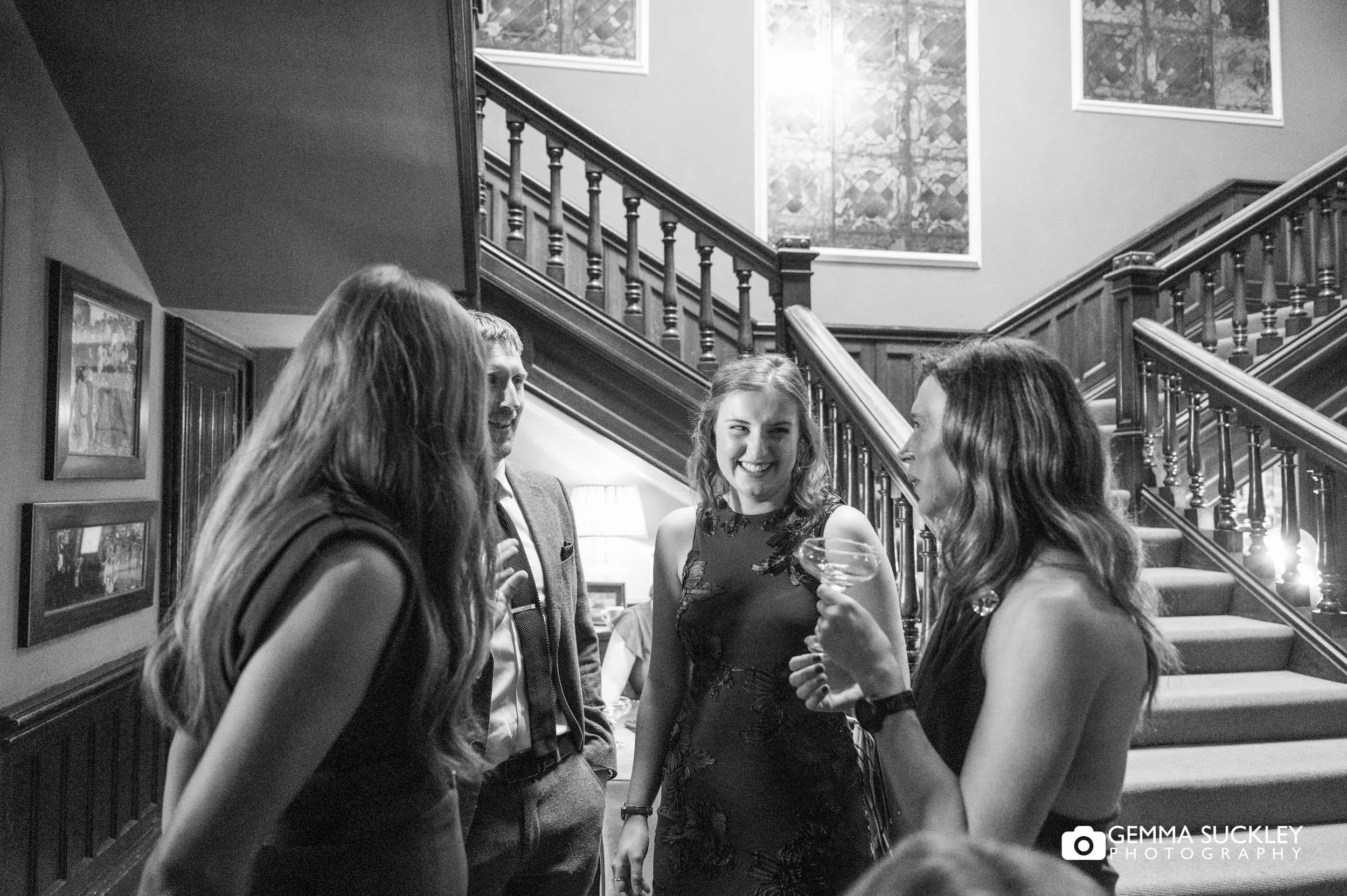 wedding guests inside the falcon manor