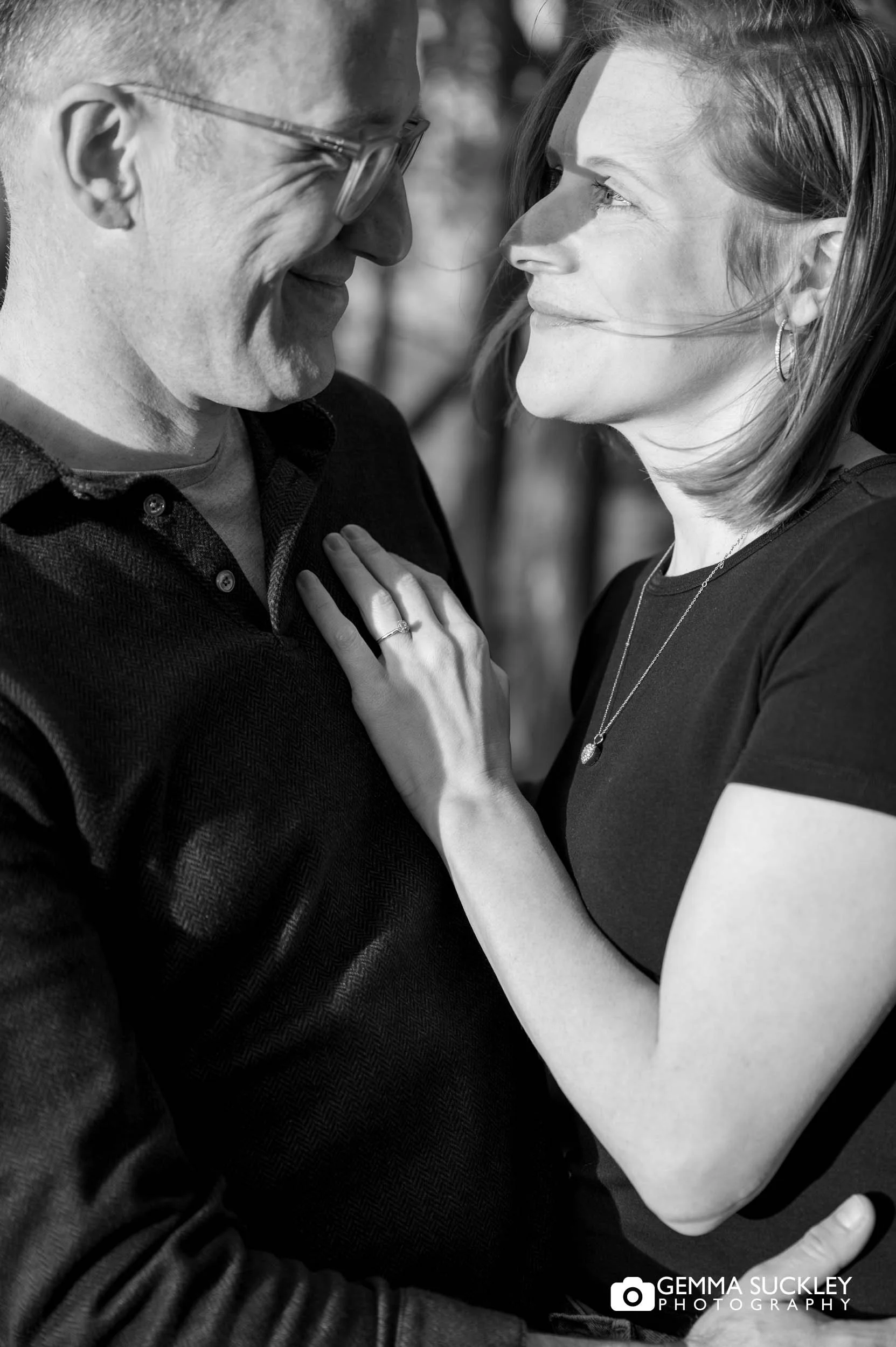 Candid engagement photo on Ilkley Moor in Yorkshire