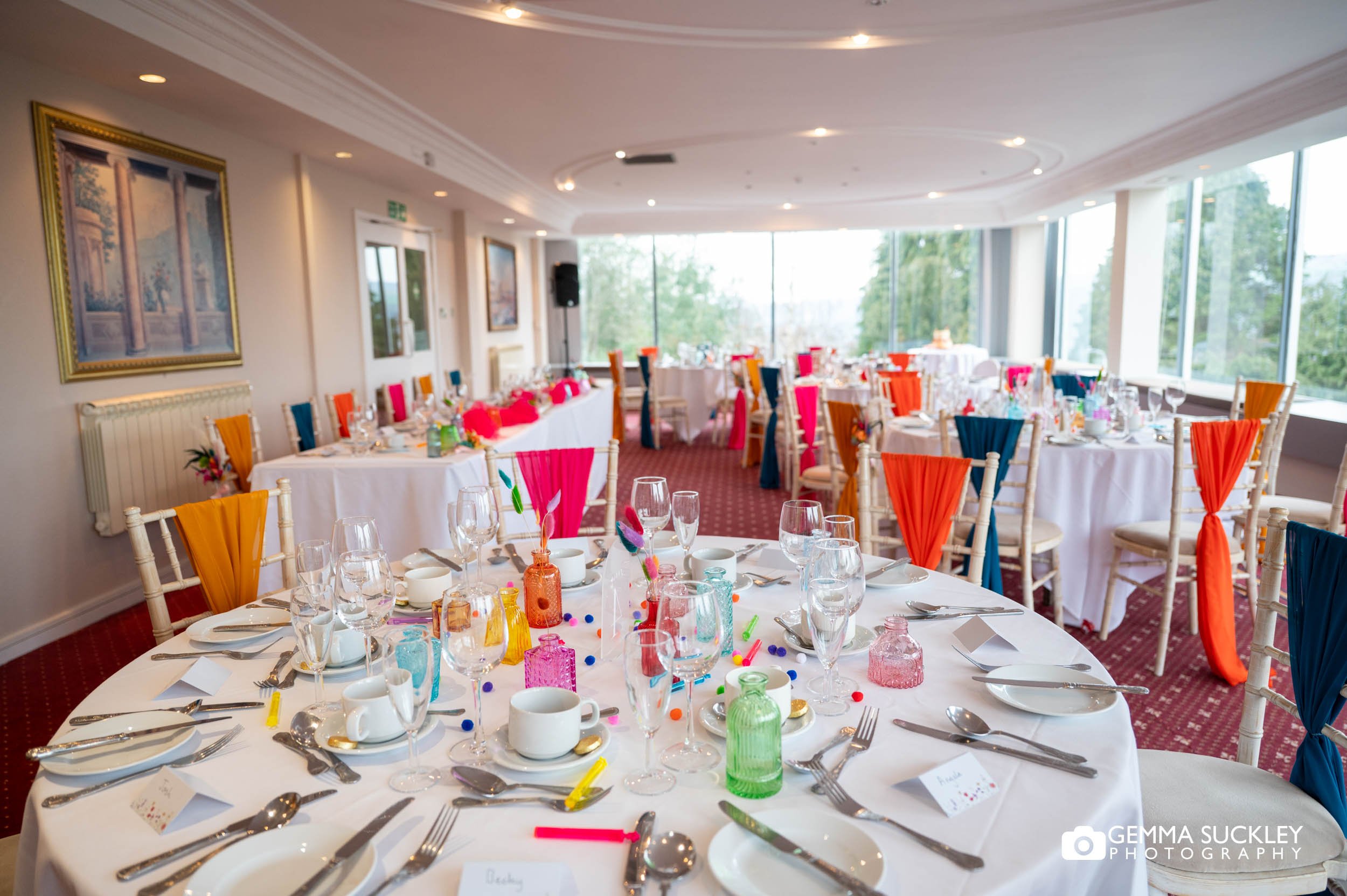 colour wedding decor at craigland hotel in ilkley